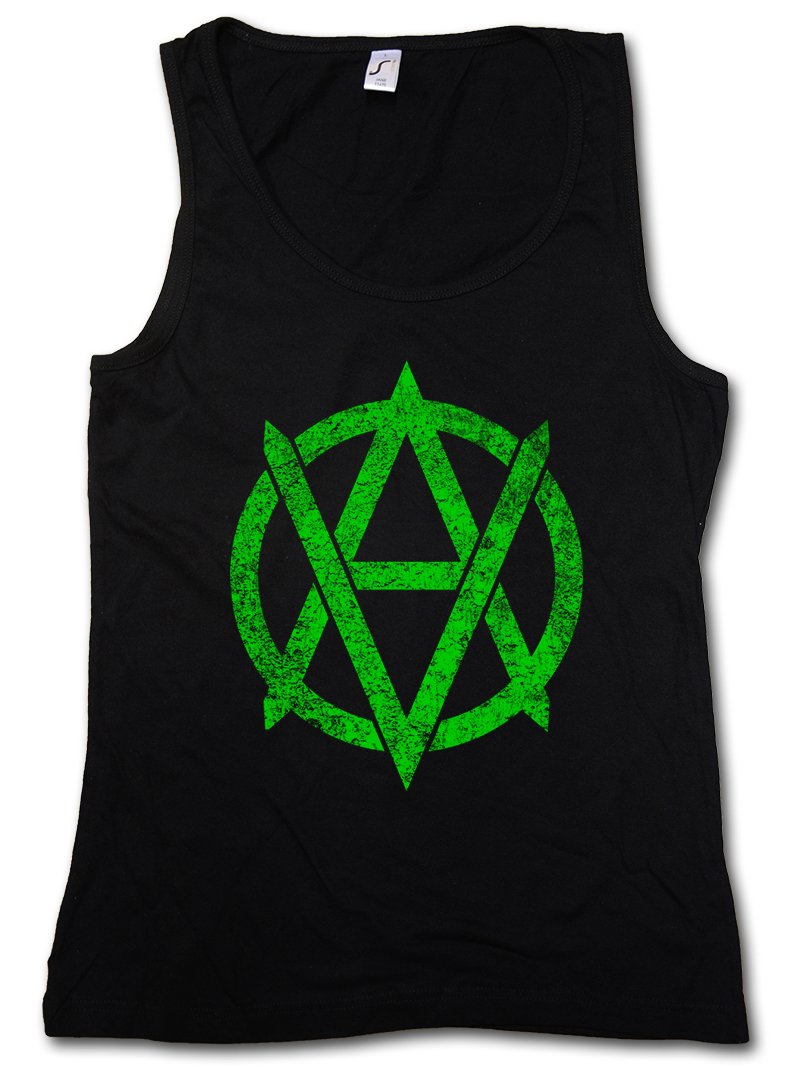 Urban Backwoods Vegan Anarchism Symbol Women's Tank Top - Gym Fitness Training Shirt for Workouts & Outdoor Activities