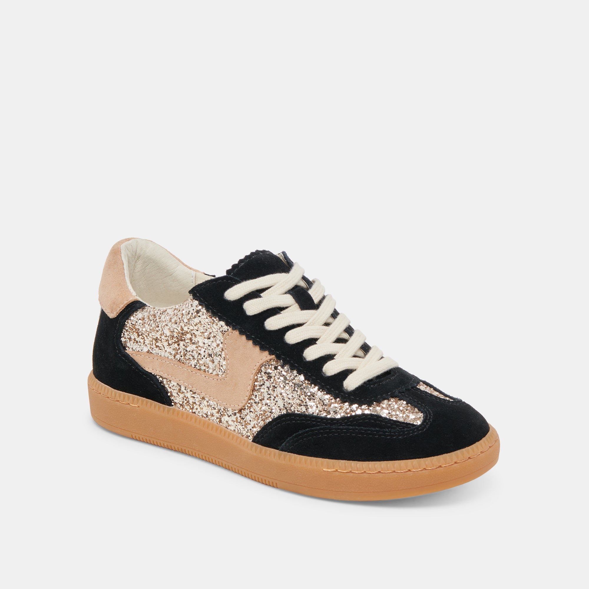 Black Gold Glitter Notice Sneakers - Trendy Women's Fashion Shoes for Casual Wear & Night Out