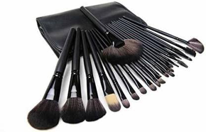 9JOY Professional 32-Piece Makeup Brush Set with Leather Pouch - Vegan Cosmetic Brushes for Foundation, Eyeshadow & Blending | Perfect for Makeup Artists & Beginners (Black) - Home & Travel Beauty Essentials