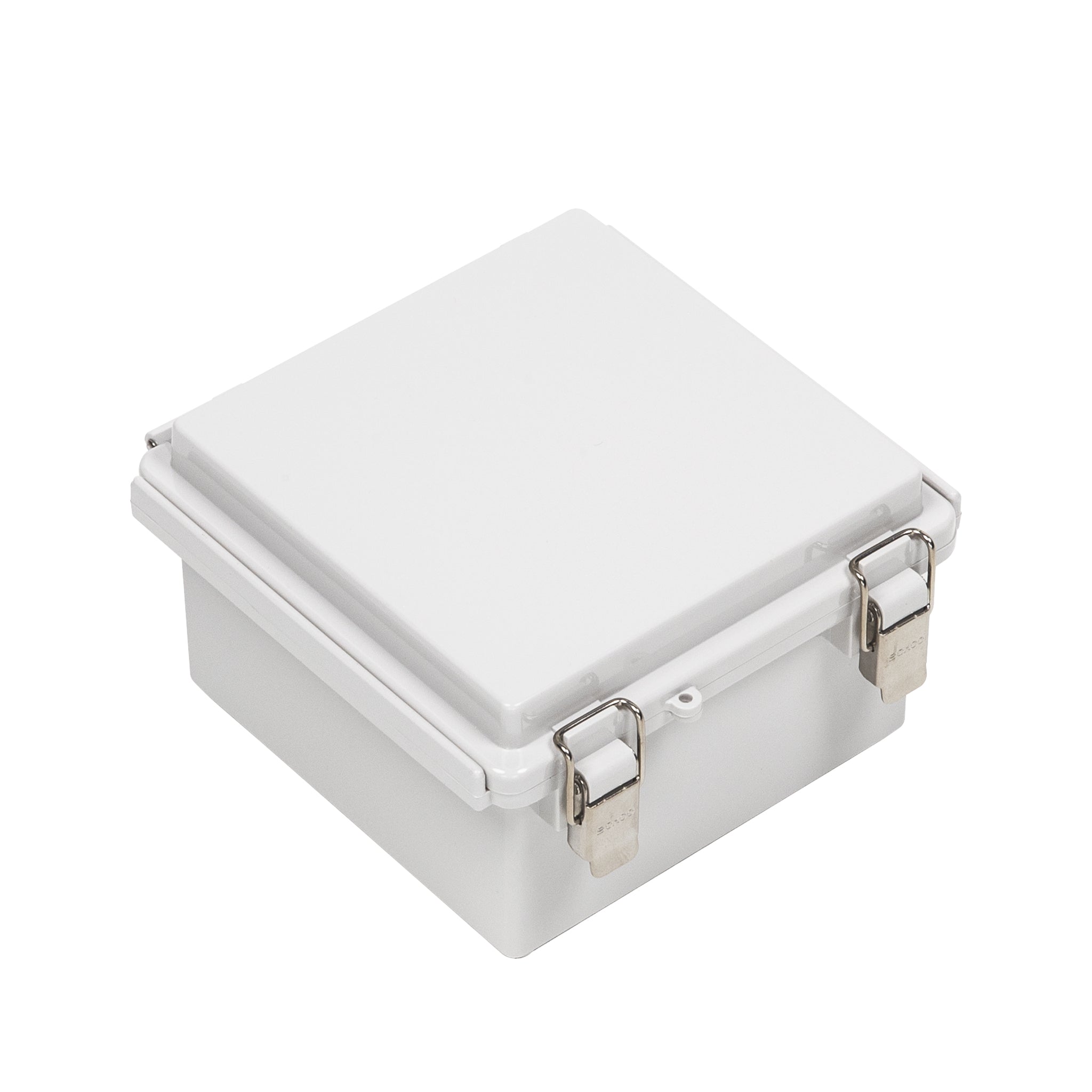 Boxco P Series 5.91 x 5.91 x 3.54 Inches (150 x 150 x 90mm) Waterproof Plastic Enclosure - IP67 & IK08 Rated ABS Grey Case with Molded Hinge & Latch - Ideal for Outdoor Electronics, Industrial Equipment & DIY Projects