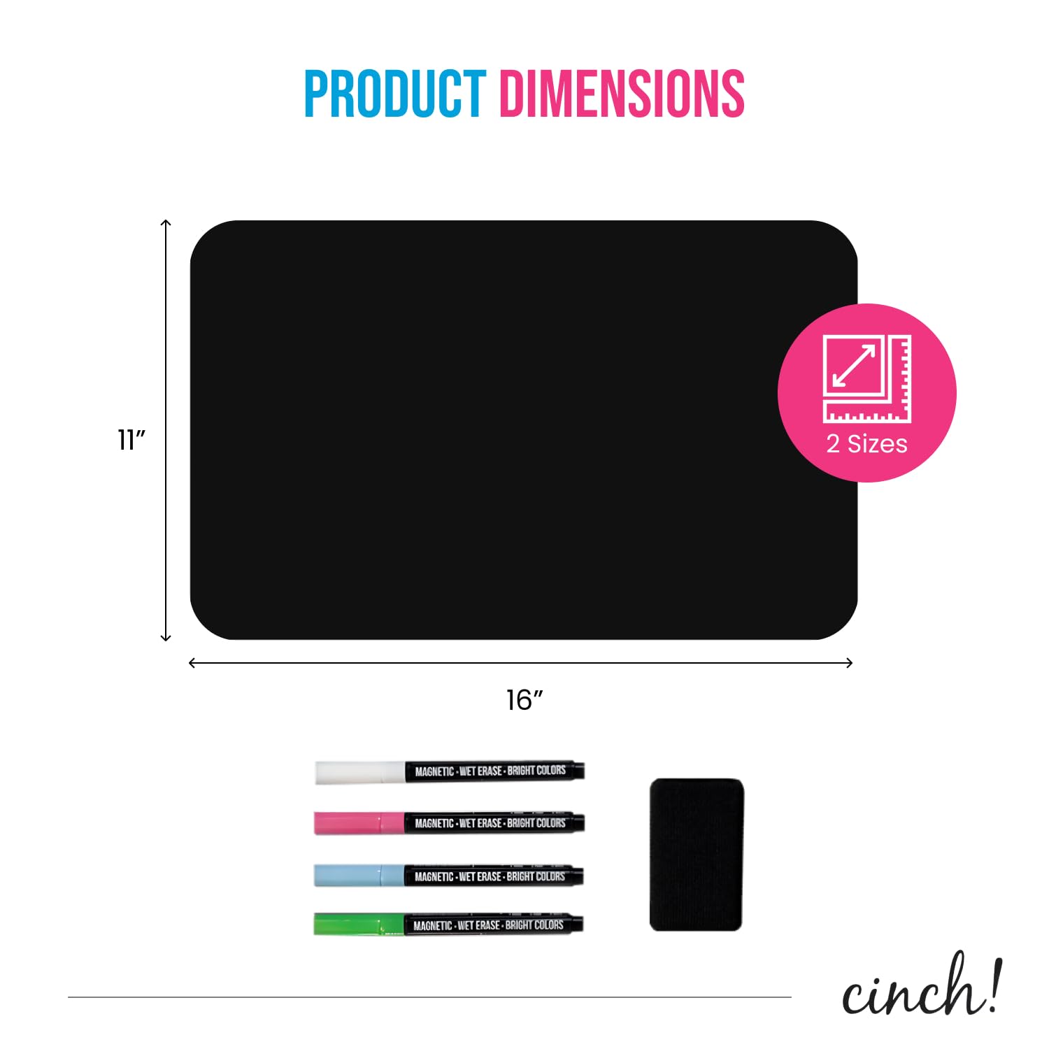 16x11 Inch Magnetic Whiteboard for Refrigerator - Dry Erase Board with 4 Neon Markers & Eraser - Strong Magnetic Backing for Notes, Lists & Meal Planning - Perfect for Kitchen, Office & Home Organization