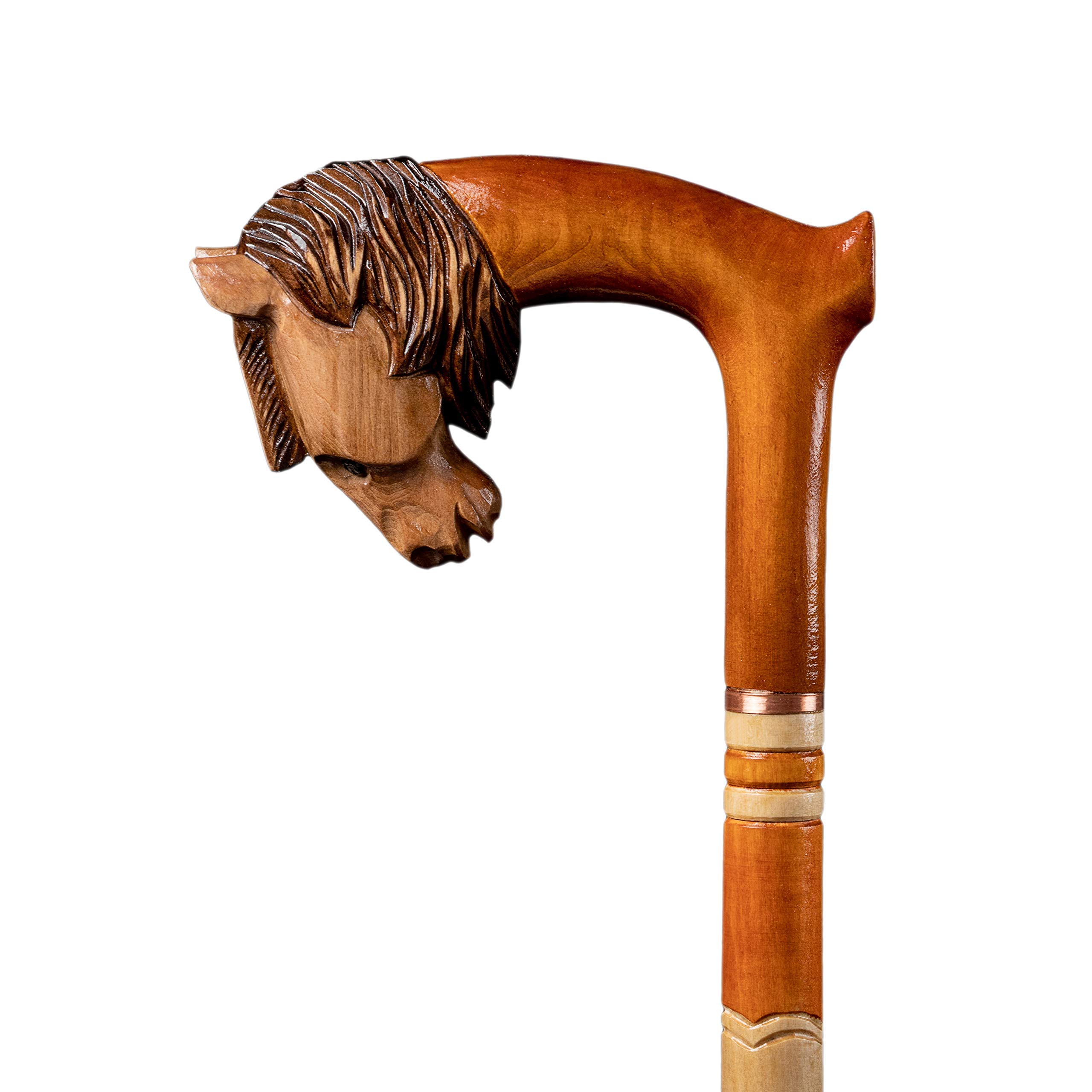 Hand Carved Wooden Walking Cane - Handmade Riding Horse Design Walking Stick for Men & Women - Premium Handcrafted Animal Cane for Hiking, Outdoor Adventures & Fashion Accessory