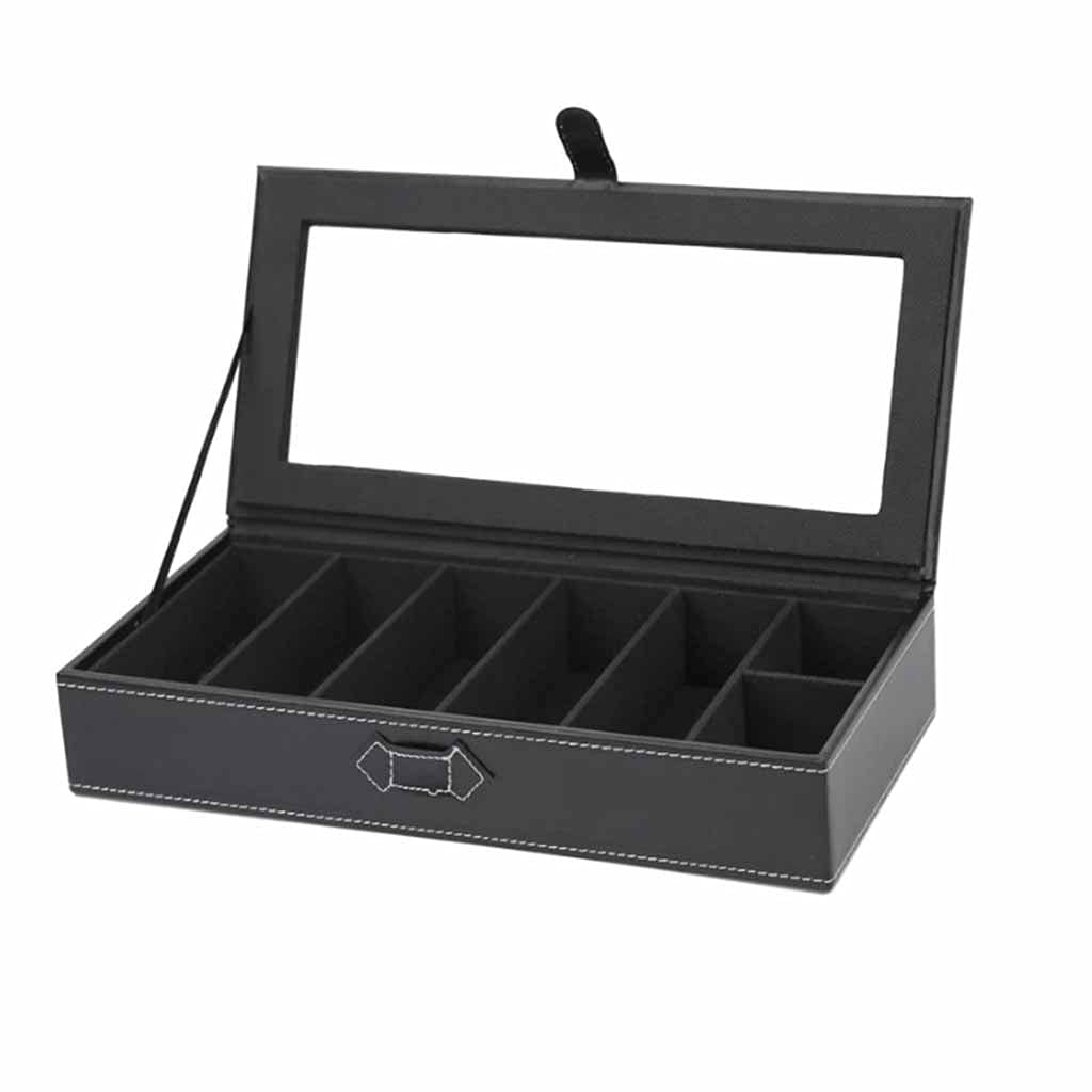 5-Grid PU Leather Watch & Sunglasses Organizer - Portable Jewelry Storage Box for Glasses Display & Travel Case - Perfect for Home, Office, and Travel Accessories Organization
