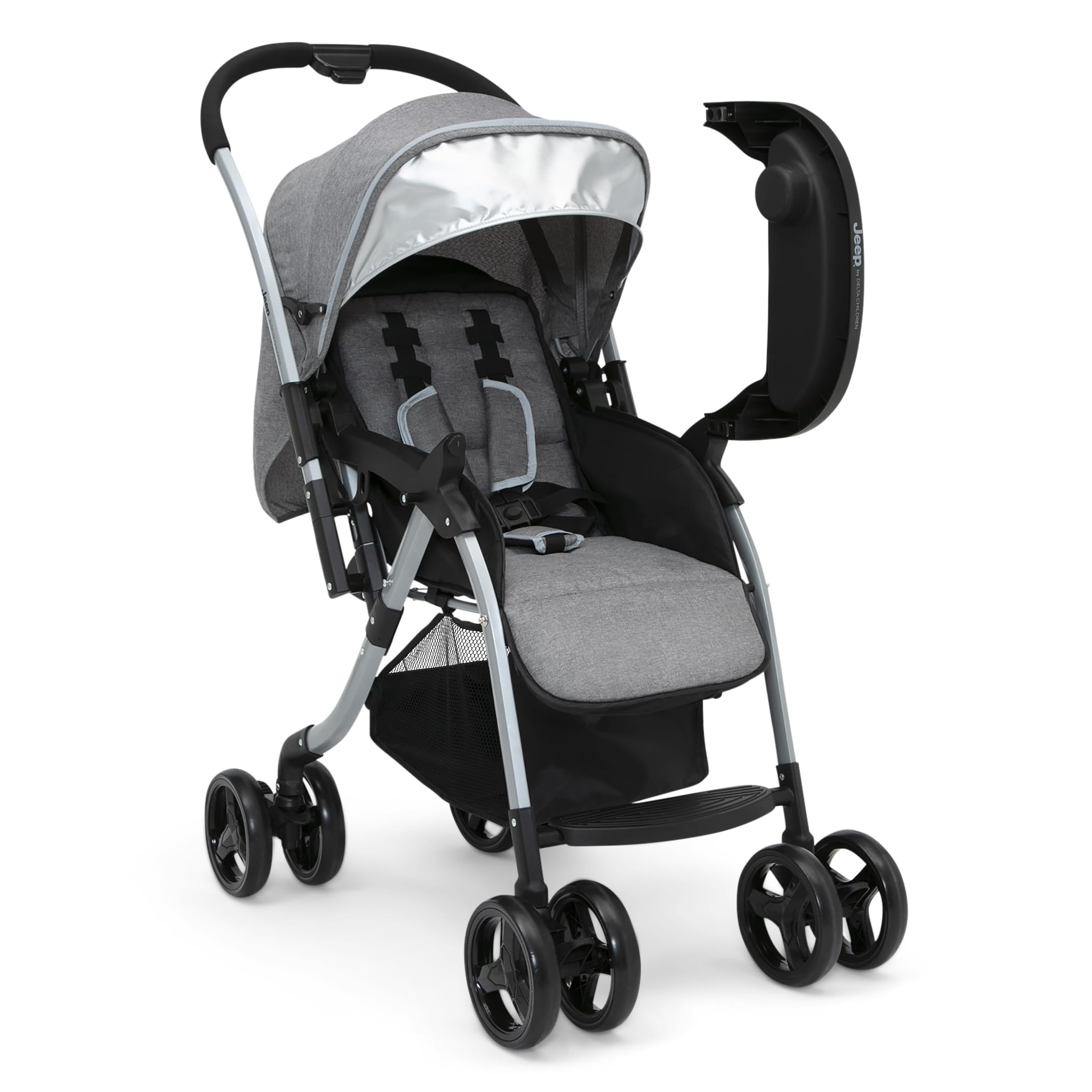 Jeep Unlimited Reversible Handle Stroller - Grey Tweed Baby Stroller with Adjustable Seat | Perfect for Newborns, Toddlers & Travel | Lightweight Compact Design for Shopping, Park Walks & Airplane Travel