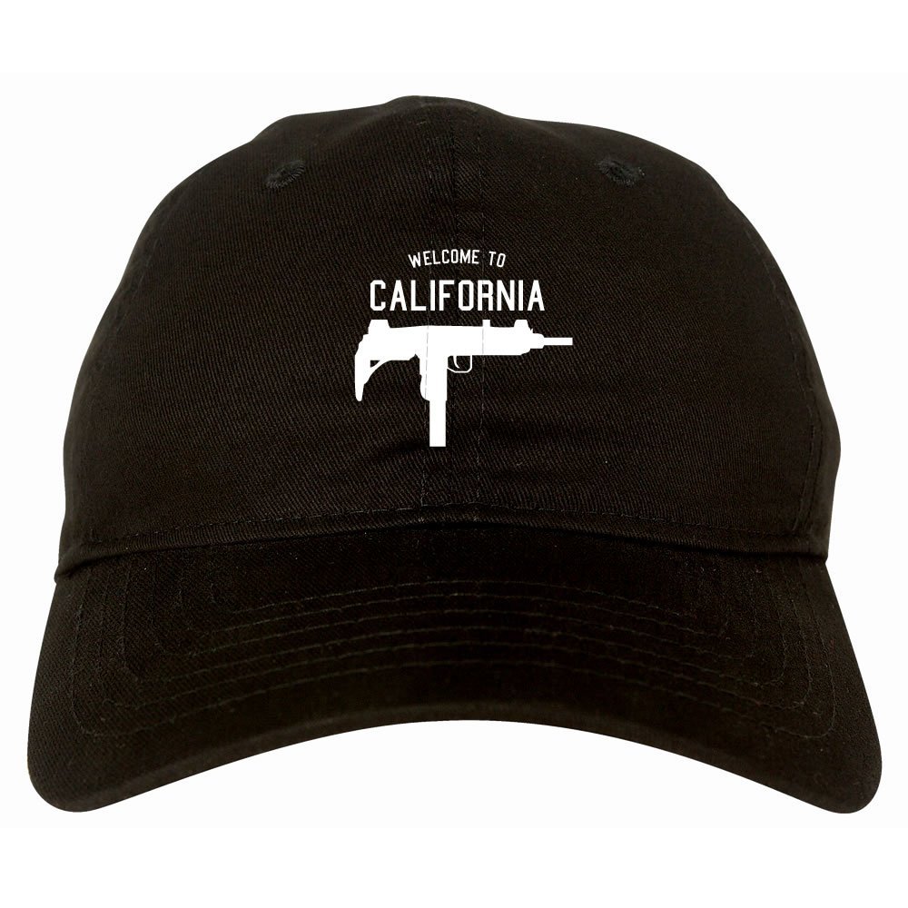 Kings Of NY Welcome to California Uzi Machine Gun Dad Hat - 6 Panel Adjustable Snapback Cap for Hip Hop Streetwear & Urban Fashion