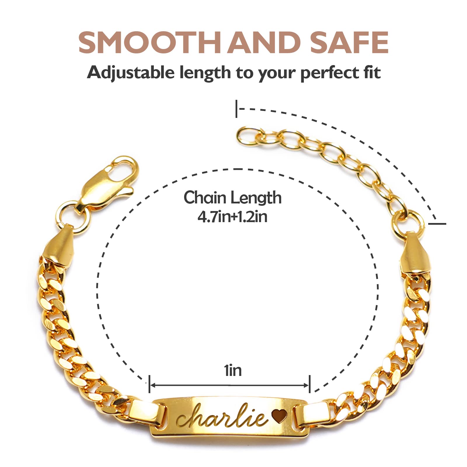 Personalized Baby Bracelet for Girls & Boys - 18K Gold Plated Birthstone Bracelet with Engraved Name - Cute Toddler Jewelry for Easter, Birthday & Baptism Gifts - Perfect for Newborns, Christenings & Special Occasions