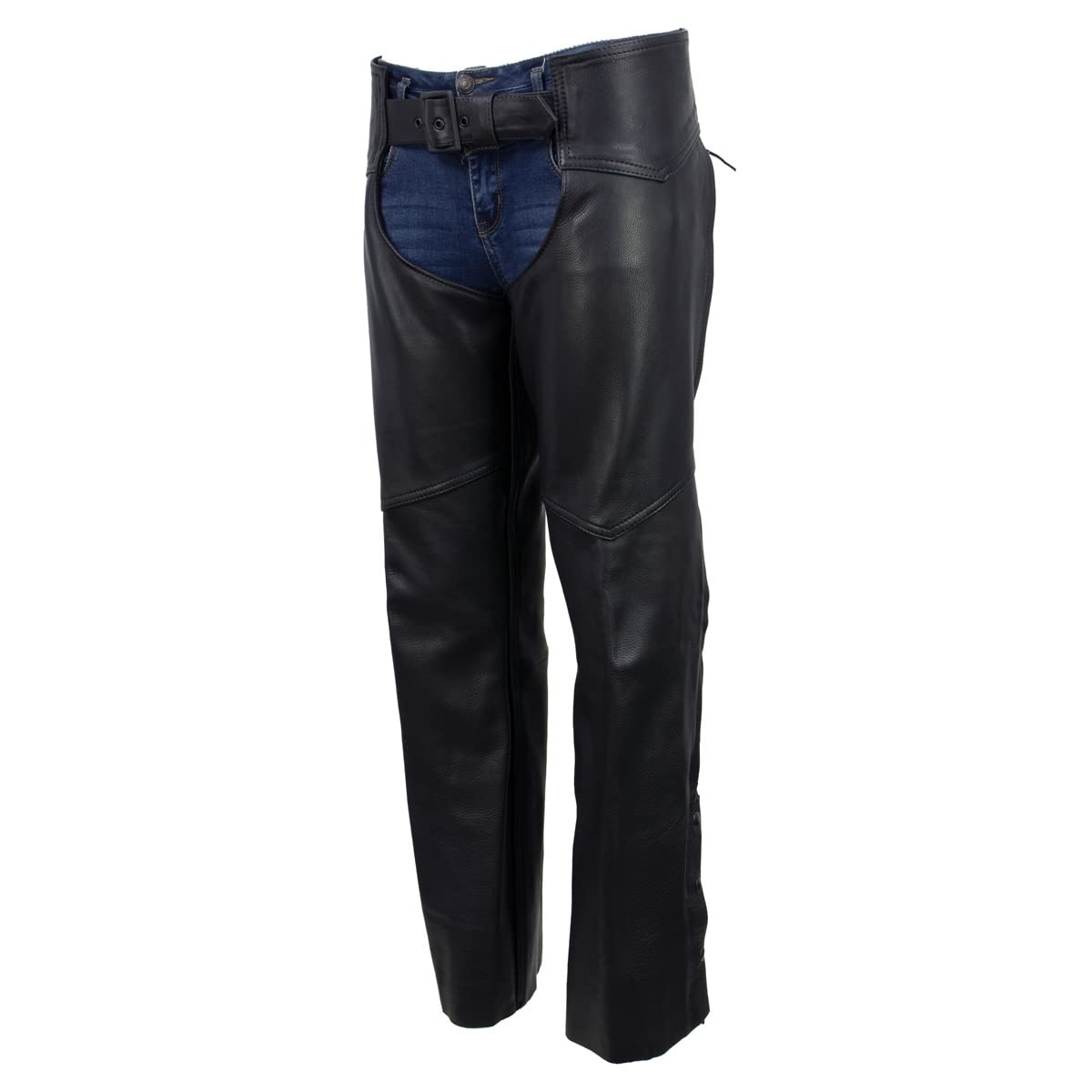 Milwaukee Leather MLCHL5001 Women's Black Premium Leather Motorcycle Chaps - Made in USA | Durable Riding Gear for Harley, Cruiser & Adventure Bikes