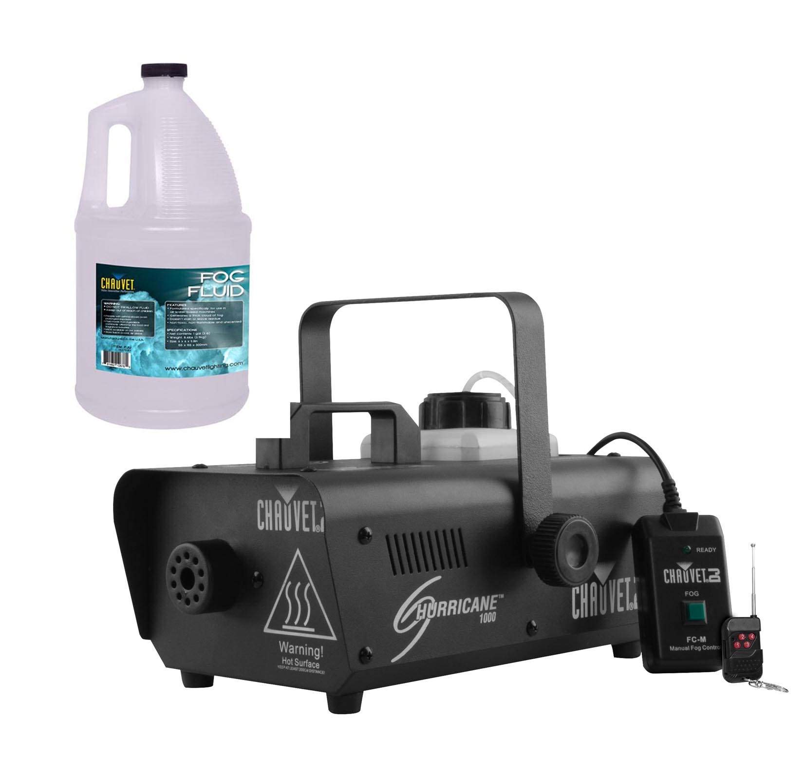 CHAUVET DJ Hurricane 1000 Fog Machine with Wired & Wireless Remote - Professional Fog Fluid for DJ Parties, Concerts, Halloween & Stage Performances