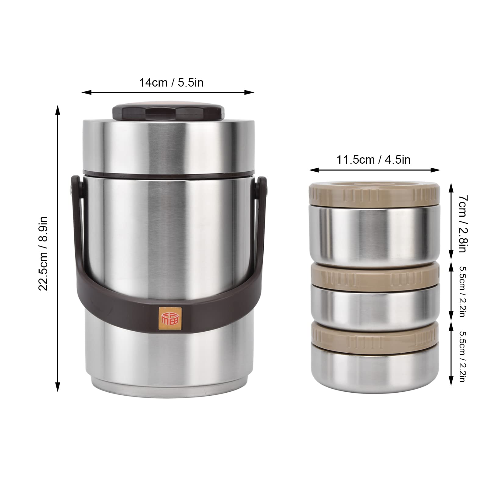 2000ml Insulated Food Thermos - 3-Layer Stackable Leak-Proof Wide Mouth Lunch Box for Hot & Cold Meals | Reusable Soup Container for Office, Travel, Picnic & Outdoor Activities (Silver)