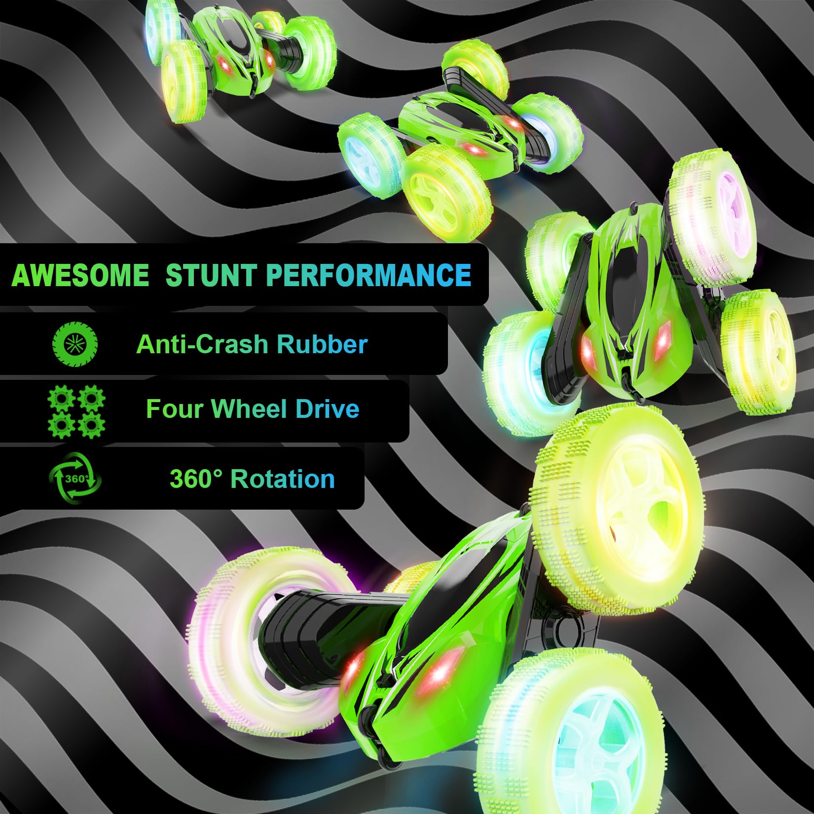 2.4GHz 4WD Fast Remote Control Car - 360° Rotating Monster Truck RC Toy for Kids | High Speed Off-Road Vehicle for Boys & Girls | Perfect for Indoor Play, Backyard Racing & Birthday Gifts