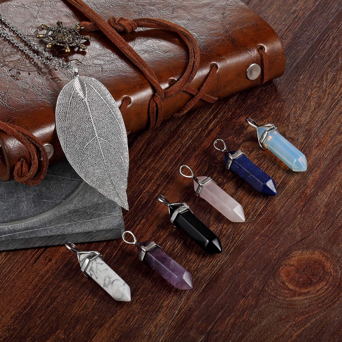 Rose Quartz Necklace for Women - Healing Crystal Pendant with Silver Plated Chain, Pointed Leaf Design | Spiritual Jewelry, Meditation Accessory, Energy Stone Gift