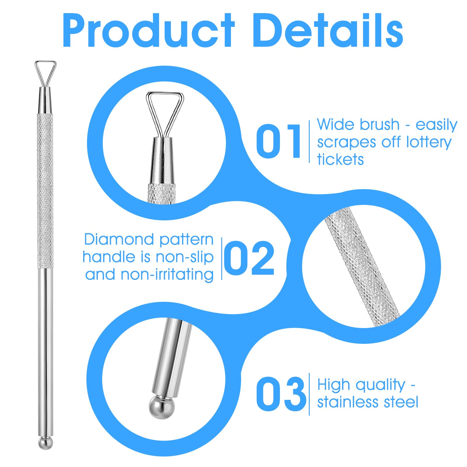 5PCS Silver Metal Lottery Ticket Scratcher Tool - Multi-Use Lotto Scratch Off Aid for Tickets, Stickers & Labels - Ergonomic Design Saves Arthritic Hands - Perfect for Revealing Films & Flawless Results - Great for Casino Nights, Gift Cards & DIY Crafts