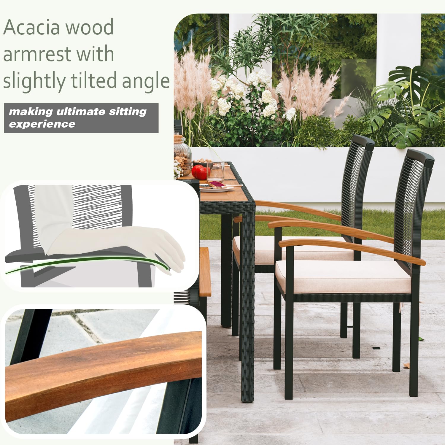 7-Piece Outdoor Patio Dining Set - All-Weather Wicker Table and 6 Chairs for Garden, Yard, Porch, Poolside | Perfect for BBQs, Family Gatherings & Outdoor Entertaining