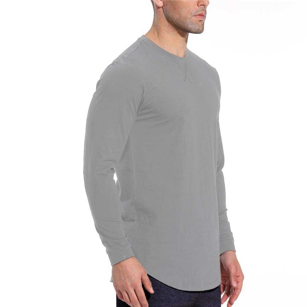 LETAOTAO Men's Workout Shirts - Slim Fit Longline Muscle Tee for Gym & Training | Breathable Hipster Style Drop Cut T-Shirt for Running, Weightlifting & Streetwear Fashion