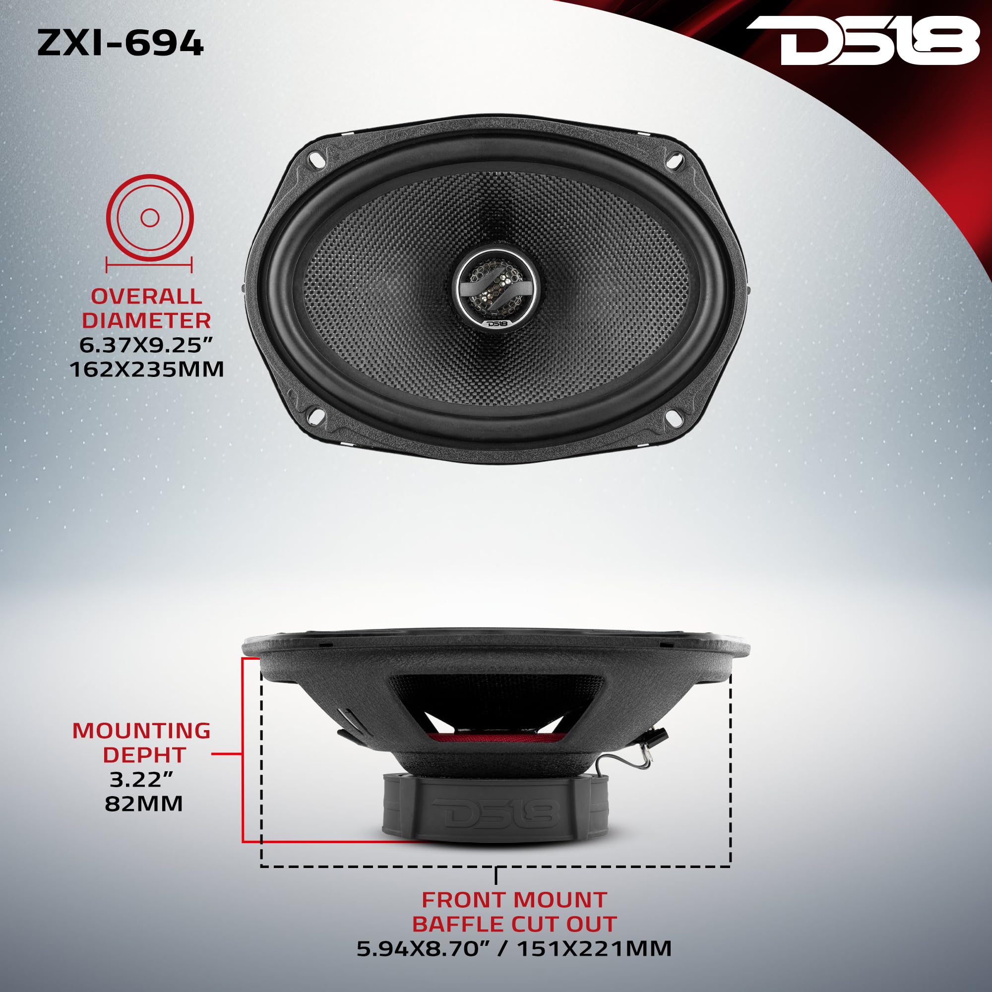 DS18 ZXI-694 6x9 Inch 360W 2-Way Car Audio Coaxial Speakers with Neodymium Tweeter & Kevlar Cone (4 Ohm, Pair of 2) - Premium Sound for Cars, Trucks & SUVs - Perfect for Road Trips, Commuting & Music Lovers
