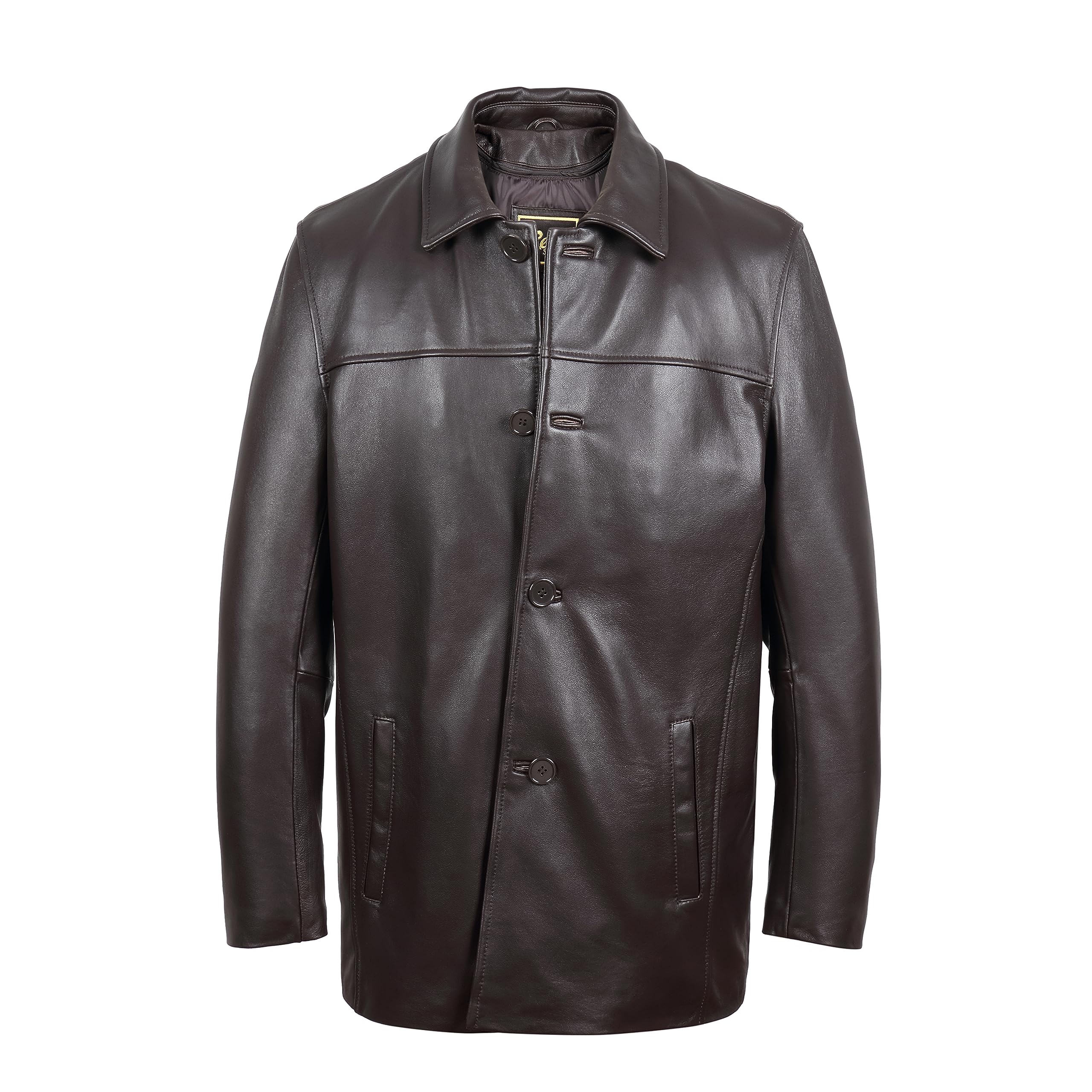 REED EST. 1950 Men's Genuine Lambskin Leather Jacket - 4 Button Car Coat for Winter & Fall | Classic Vintage Style Outerwear for Casual & Formal Occasions