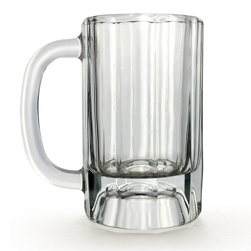 BarConic® 10 oz Paneled Beer Mug - Set of 12 - Durable Glass Drinking Cups for Bars, Pubs & Home Use - Perfect for Beer, Cocktails & Cold Beverages