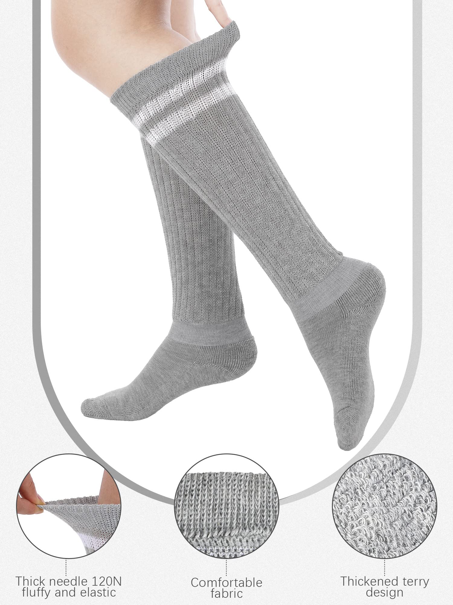 Bencailor 6 Pairs Women's Slouch Socks - Soft Cotton Knit Scrunch Stacked Boot Socks for Women & Men - Perfect for Casual Wear, Boots & Winter Outfits