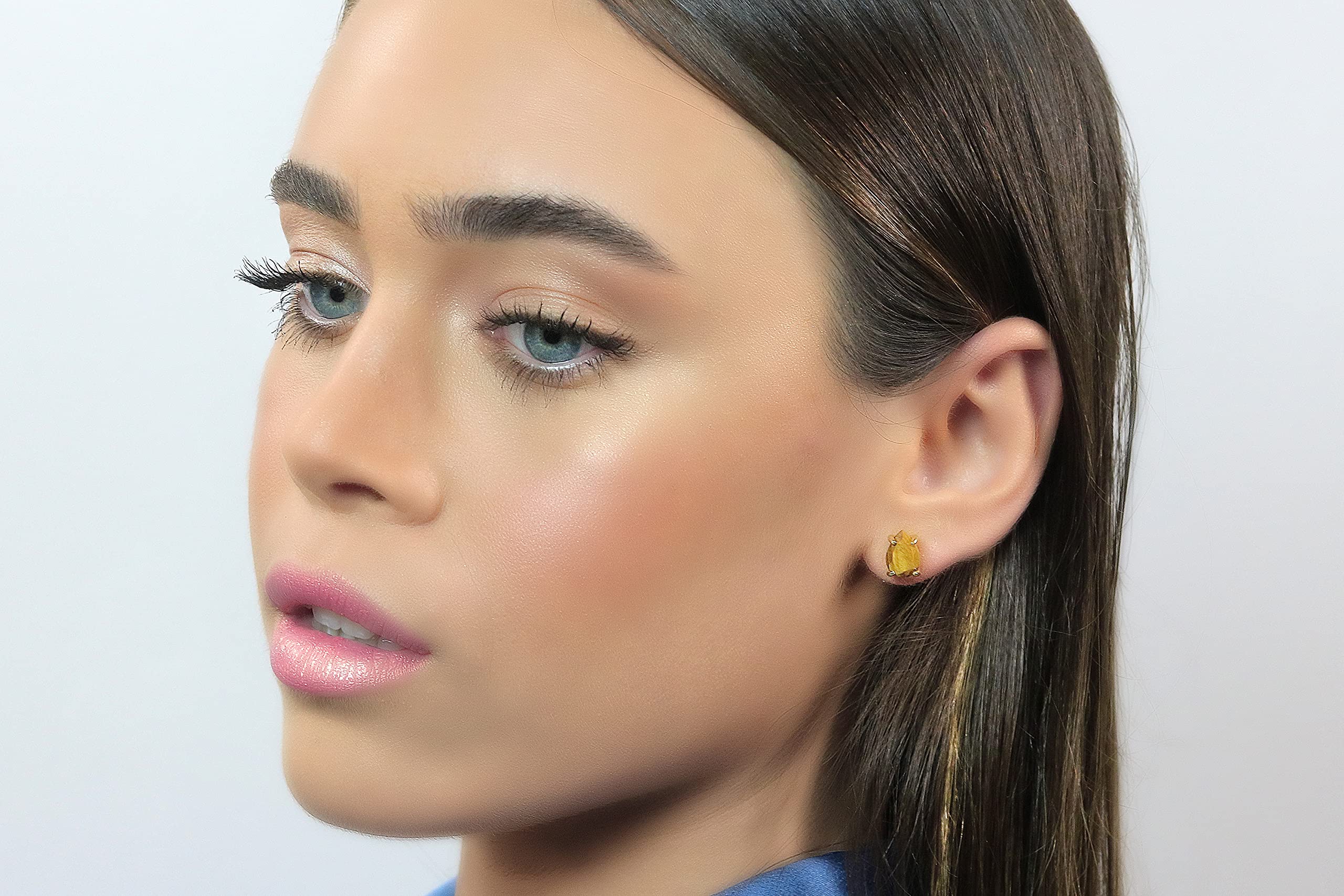 Tiger Eye Earrings for Women - Handmade Dainty Jewelry, Fashionable Everyday Studs - Perfect Gift for Bride, Wife, Birthday & Mother's Day (Includes Gift Box) | Office Wear, Date Night & Special Occasions