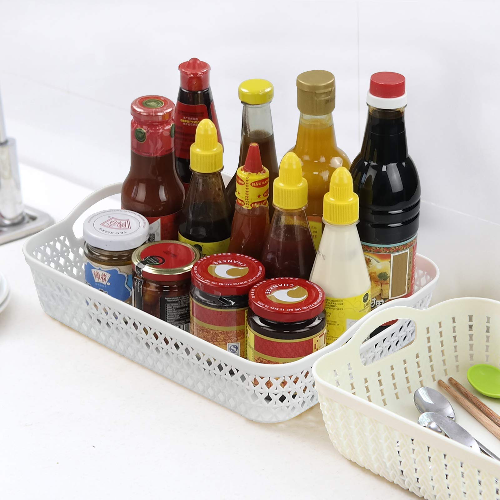 Plastic Weave Baskets - 6-Pack A4 Paper Organizer for Office & Home Storage