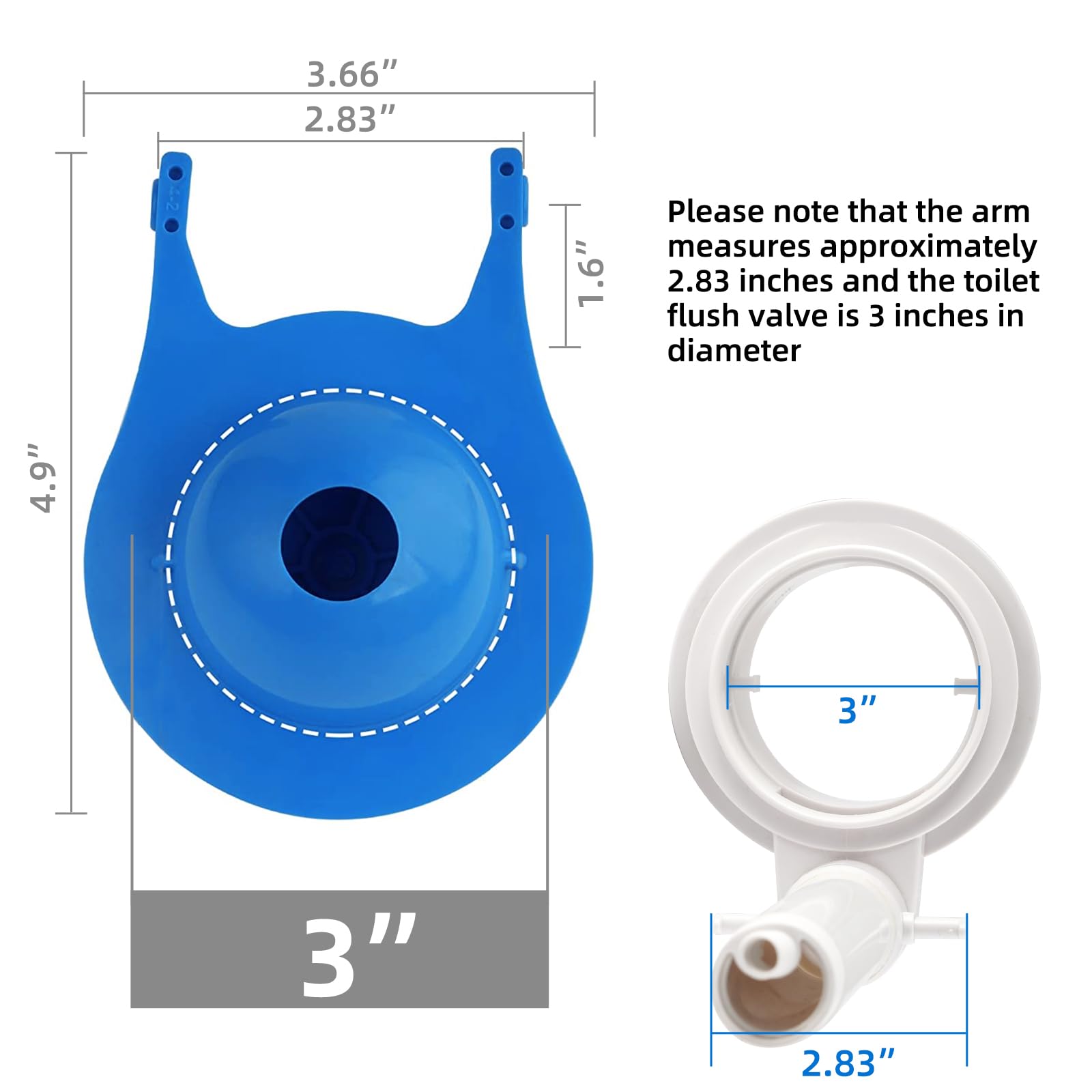 3 Inch Toilet Flapper Replacement - Compatible with Lowes AquaSouce (98923, 312795, 352027, 395280, 12293) - Water Saving Durable Rubber Toilet Tank Flapper - Blue - 2 Pack - Perfect for Home Bathroom Repair and Water Conservation