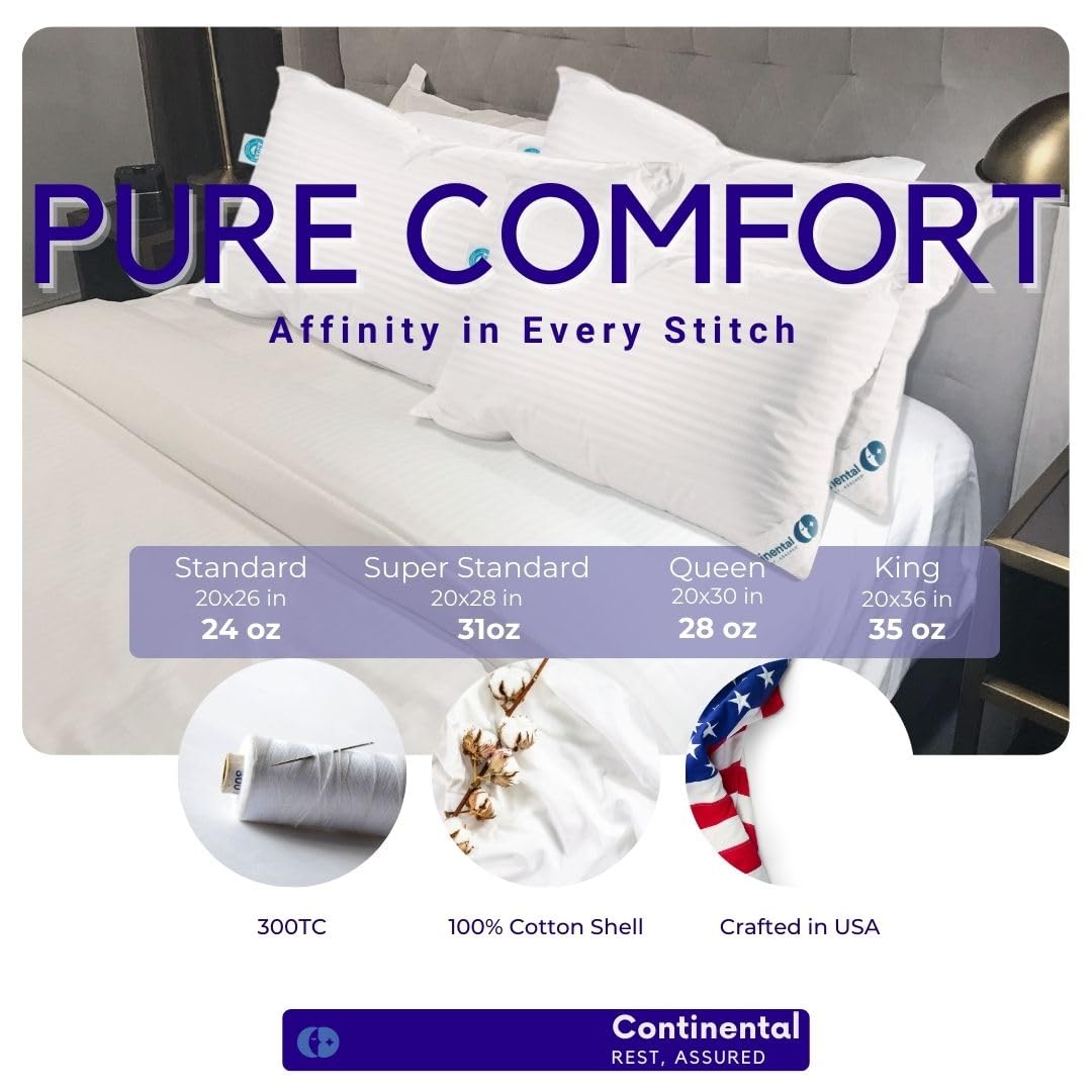 Premium Down Alternative Pillow - Hypoallergenic Standard Size Bed Pillow for Side, Back & Stomach Sleepers - Soft & Supportive for All-Night Comfort - Perfect for Home, Hotel & Travel Use - Set of 1