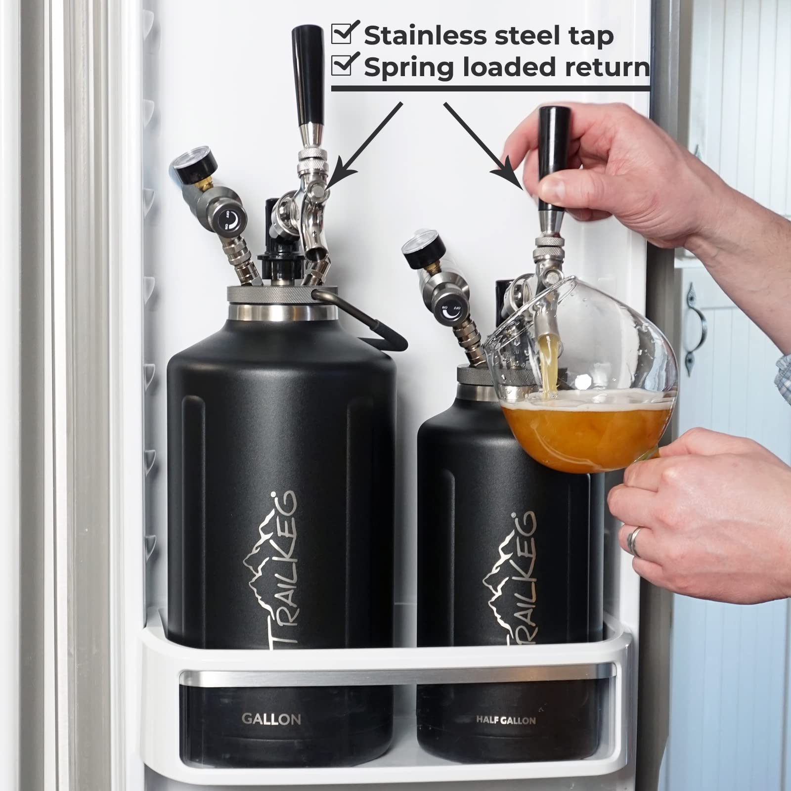 1 Gallon Stainless Steel Vacuum Insulated Beer Growler - Keeps Drinks Cold for 48 Hours - Double Wall Carbonated Beverage Dispenser for Craft Beer, Soda, Cocktails & Kombucha - Perfect for Camping, Parties & Home Brewing
