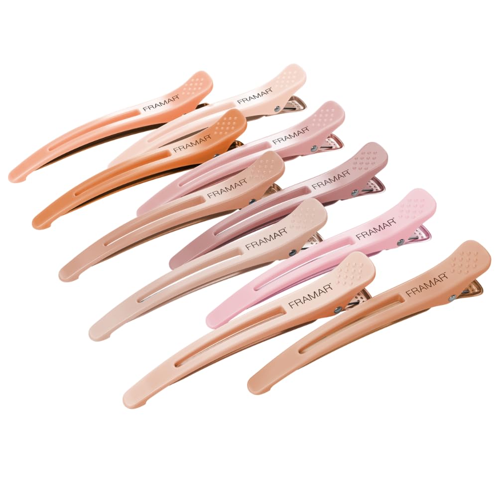 Framar 10-Pack Neutral Hair Clips - Professional Salon Hair Styling & Sectioning Clips for Cutting, Coloring, Blowouts - Durable Hairdressing Essentials for Home & Salon Use