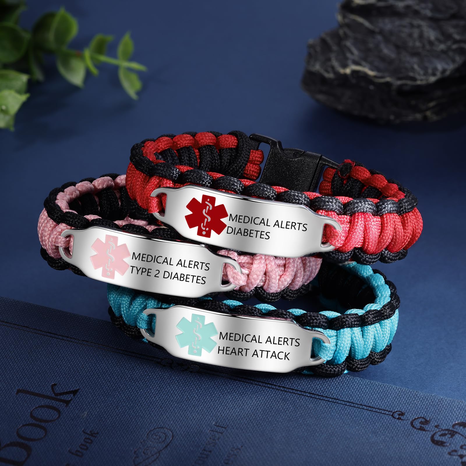 Custom Medical Alert Bracelets for Women - Stainless Steel & Nylon Medical ID Bracelets with Engraved Emergency Info | Perfect for Diabetes, Allergies & Senior Safety