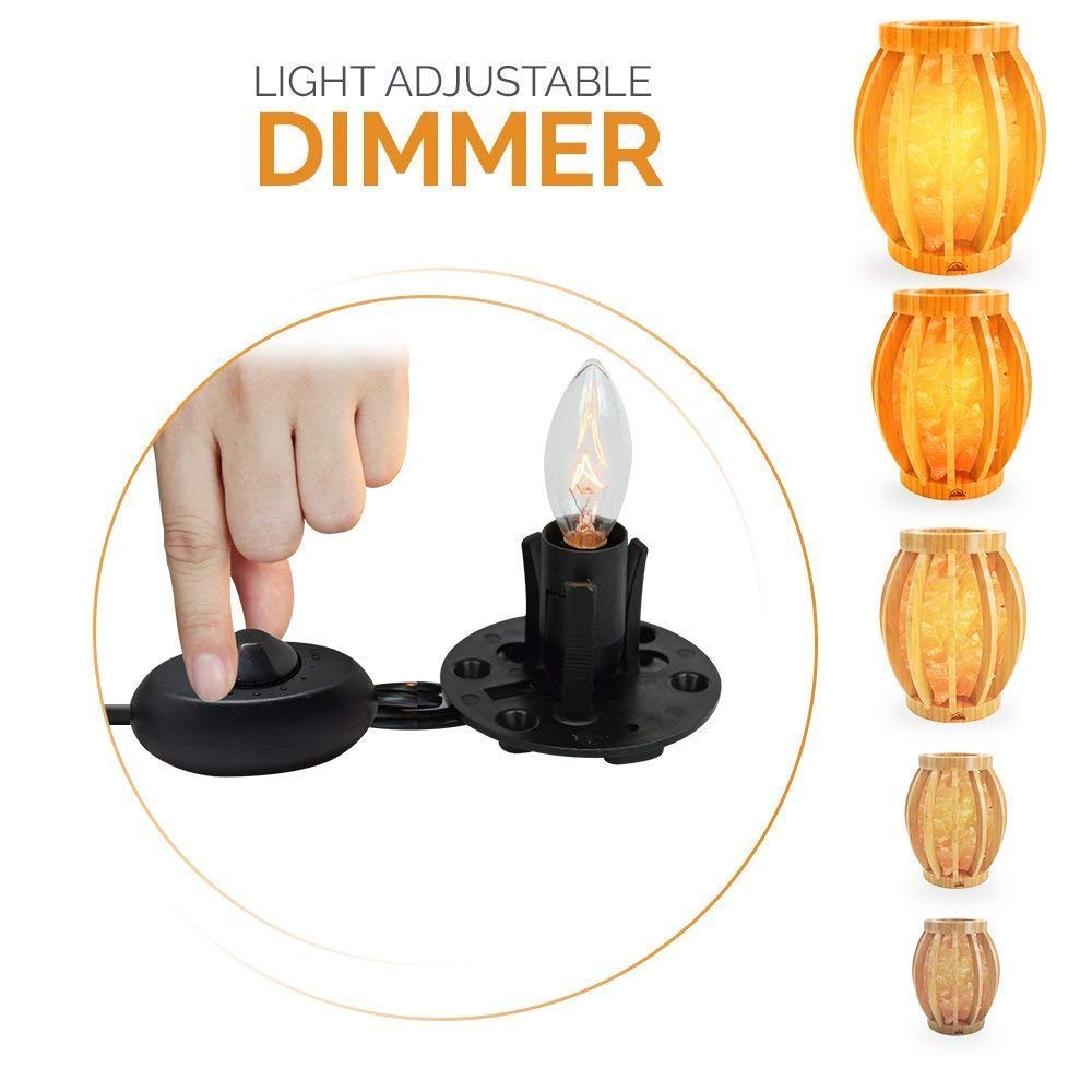 Himalayan Glow Bamboo Basket Night Light with Pink Salt Chunks - Warm Amber LED, ETL Certified with Dimmer Switch - Perfect Gift & Home Decor (2-Pack) for Bedroom, Nursery, Yoga Room, and Spa Relaxation