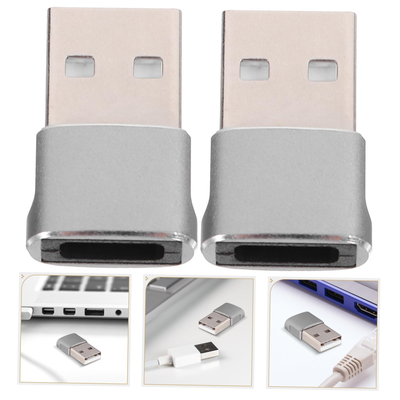 2-Pack USB C to USB Adapter - Aluminum Alloy Type C Female to USB 3.0 Converter for Phone Charging, Data Transfer - Compatible with iPhone, Samsung, Pixel, MacBook & More (Home, Office, Travel Use)