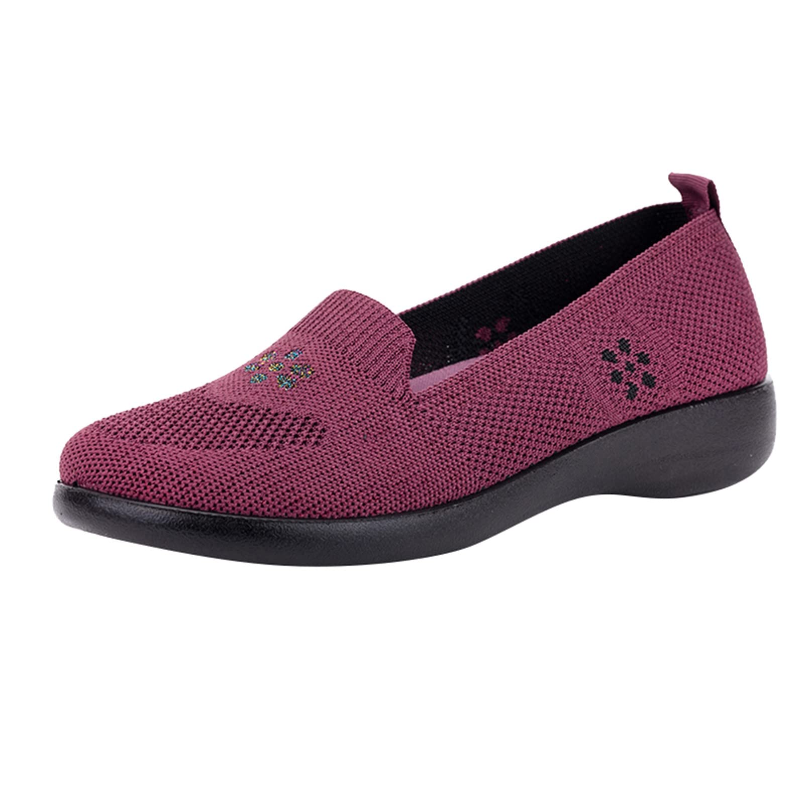 Ethnic Embroidered Women's Casual Sandals - Elastic Slip-On Floral Print Slippers for Home, Garden & Outdoor Comfort - Black