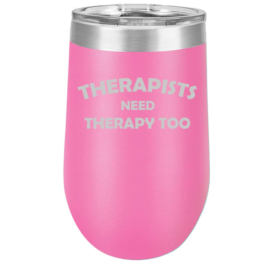 16 oz Double Wall Vacuum Insulated Stainless Steel Wine Tumbler with Lid - Stemless Coffee Travel Mug for Hot & Cold Drinks - Perfect Gift for Therapists, Nurses & Healthcare Workers (Hot Pink) - Ideal for Office, Commuting & Outdoor Activities
