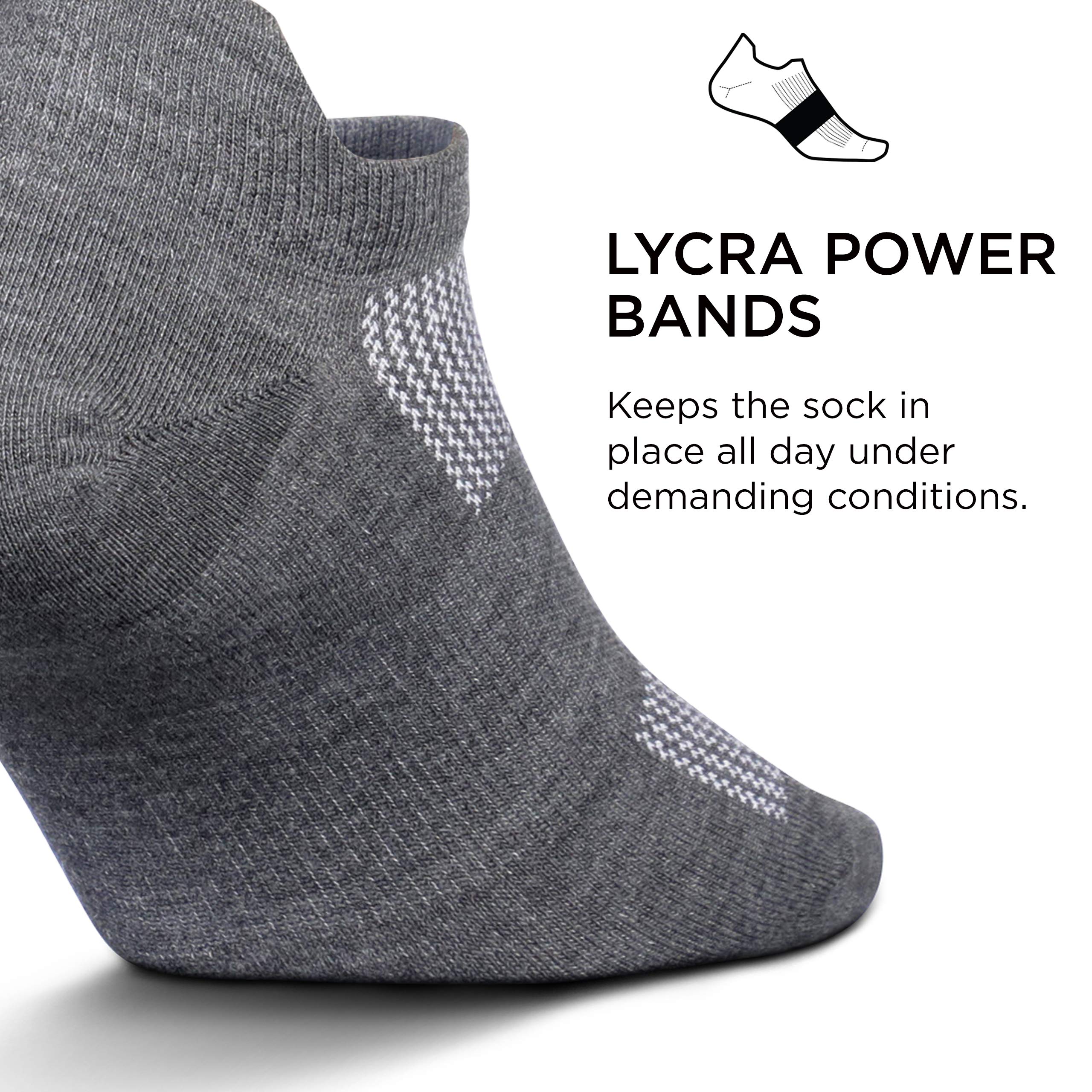 Feetures High-Performance Max Cushion No Show Tab Socks for Men & Women - Moisture Wicking Athletic Ankle Socks (Large, Heather Grey, 6-Pack) - Perfect for Running, Gym Workouts & Daily Comfort