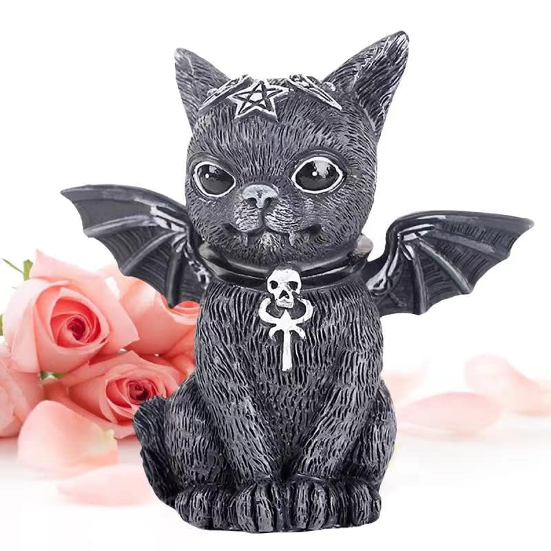 Black Cat Statue Outdoor Decor - Handcrafted Garden Gnome Figurine for Lawn, Patio & Yard | Unique Housewarming Gift for Cat Lovers | Perfect for Halloween Decor, Garden Accent & Home Decoration
