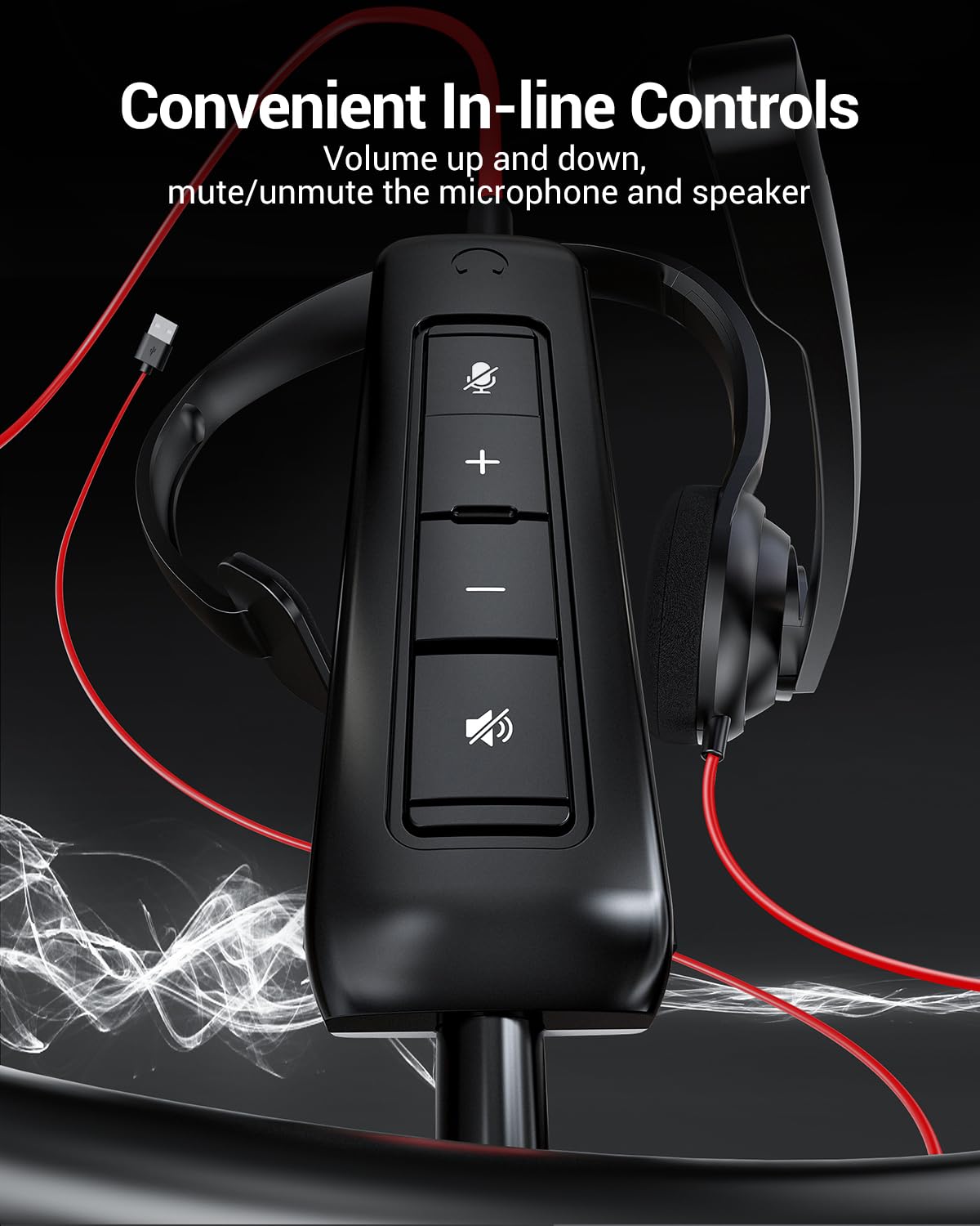 NUBWO HW02 USB Gaming Headset with Noise Cancelling Microphone & In-Line Volume Control - Ultra Comfortable On-Ear Wired Headphones for PC, Laptop, Call Center, Skype, Zoom Meetings (Black) - Perfect for Remote Work, Online Classes & Webinars