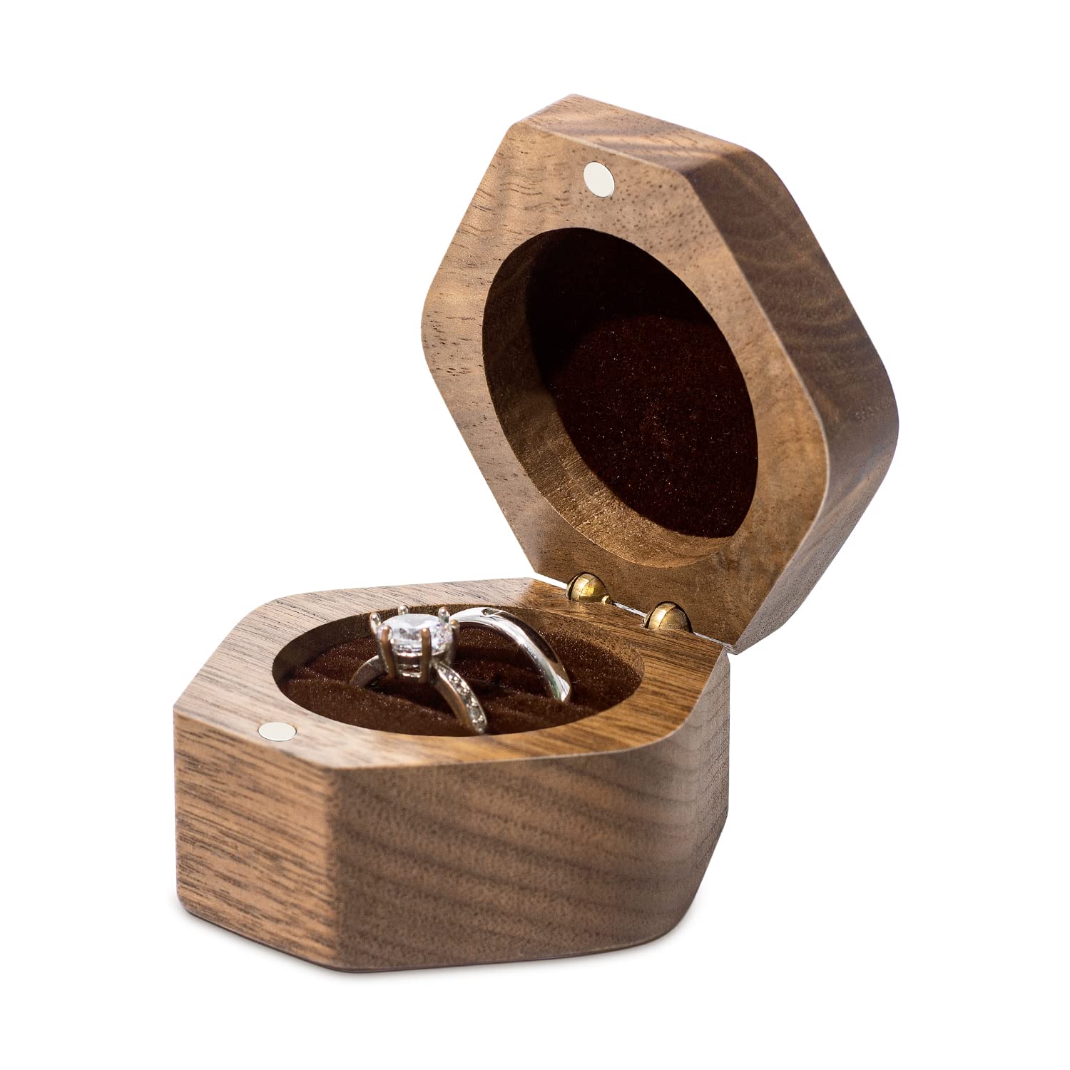 Handcrafted Wooden Ring Box for Proposal - 2 Slot Bearer Box, Wedding Ceremony Engagement & Anniversary Ring Holder (Rhombus Shape) - Perfect for Surprise Proposals, Vow Renewals & Romantic Gift Giving