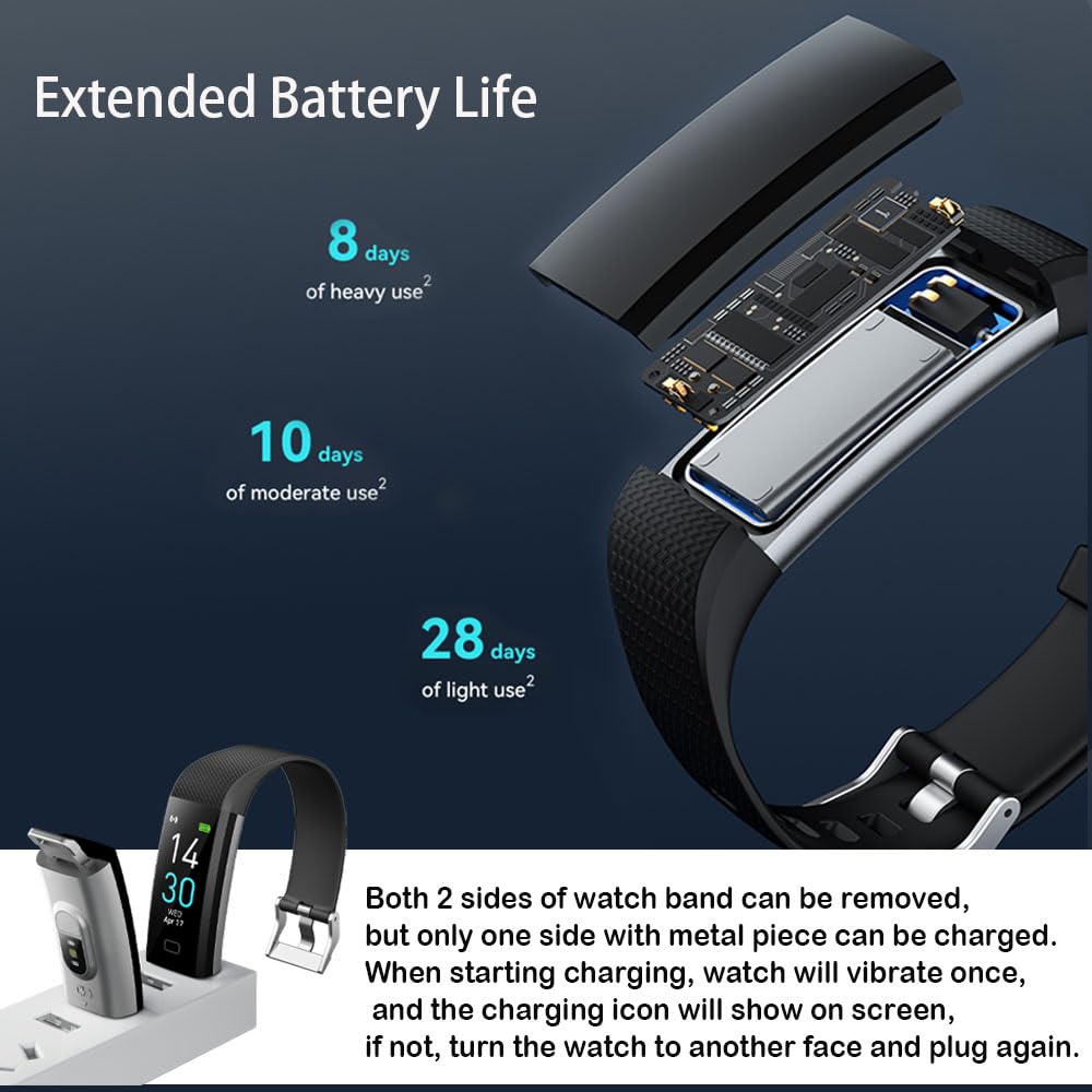 Best Fitness Tracker Smart Watch with Heart Rate Monitor, Step Counter & Calorie Tracker - IP68 Waterproof Activity & Sleep Monitor for Men & Women - Perfect for Running, Gym Workouts & Daily Health Tracking