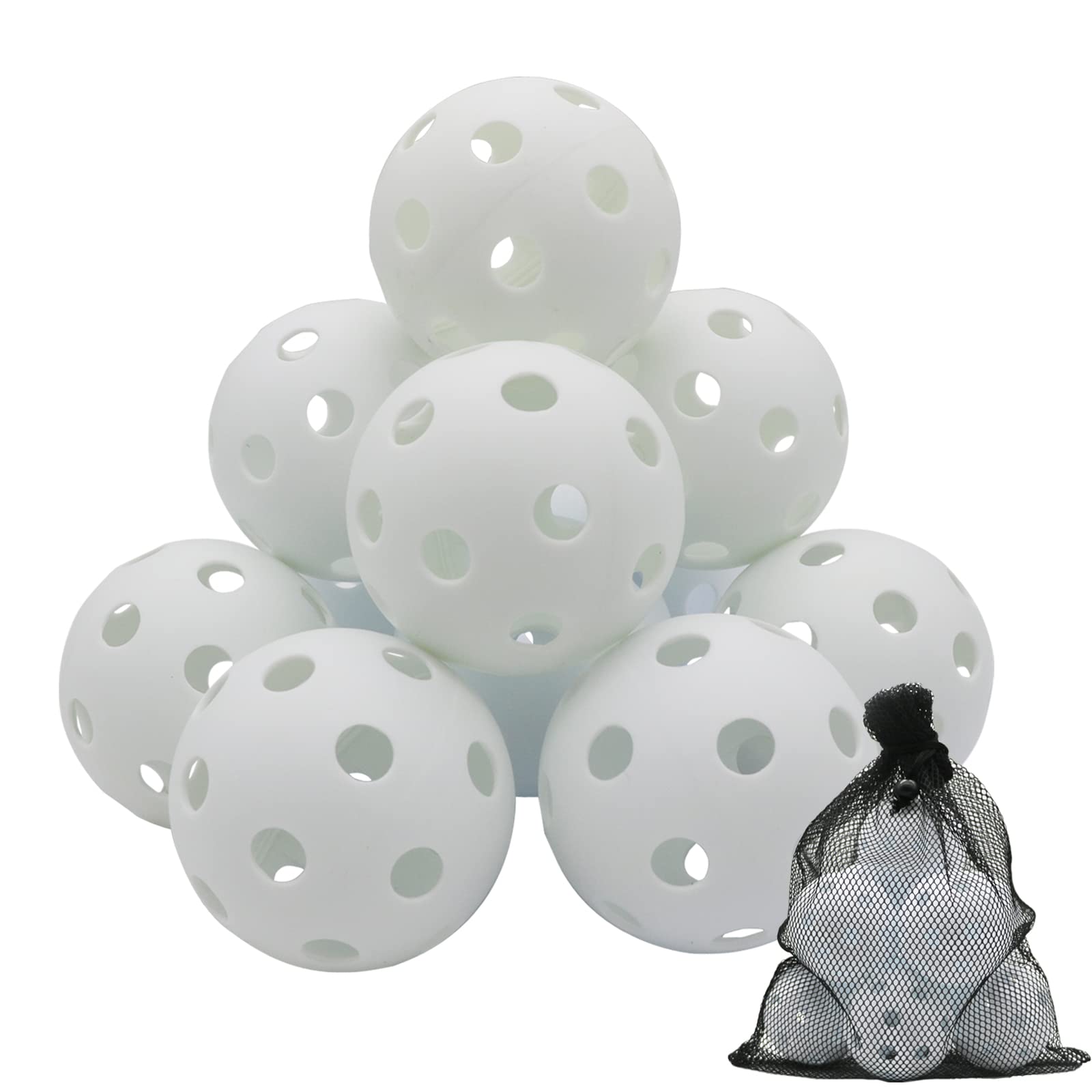 Avesfer 9-Inch Plastic Practice Baseballs with Mesh Bag - Anti-Crack Soft Training Baseballs for Hitting & Batting | Lightweight Hollow Design for Indoor/Outdoor Team Drills & Coaching | Perfect for Youth Training, Backyard Practice & Baseball Skill Development