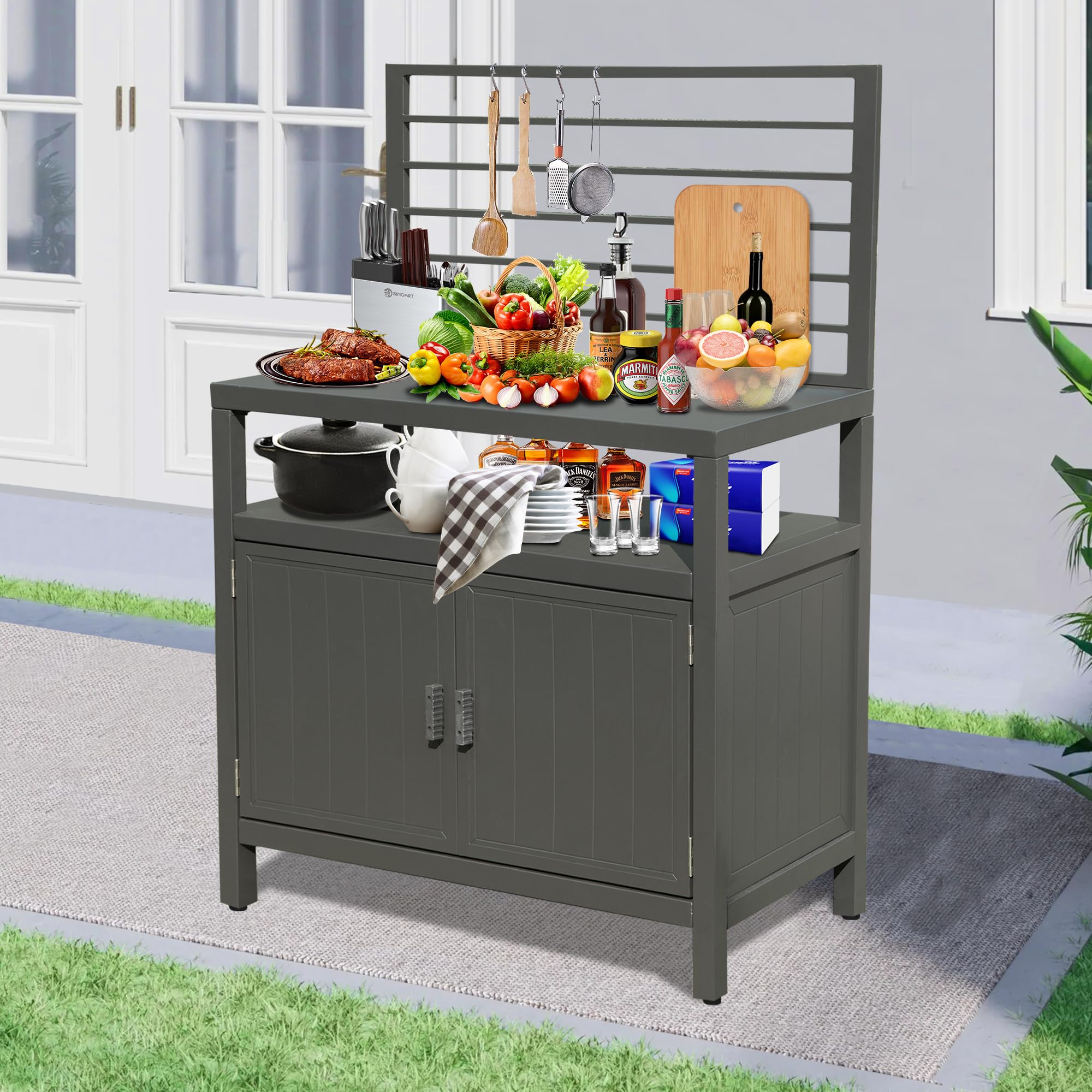 Modular Outdoor Kitchen Island - Aluminum BBQ Grill Table for Deck & Patio
