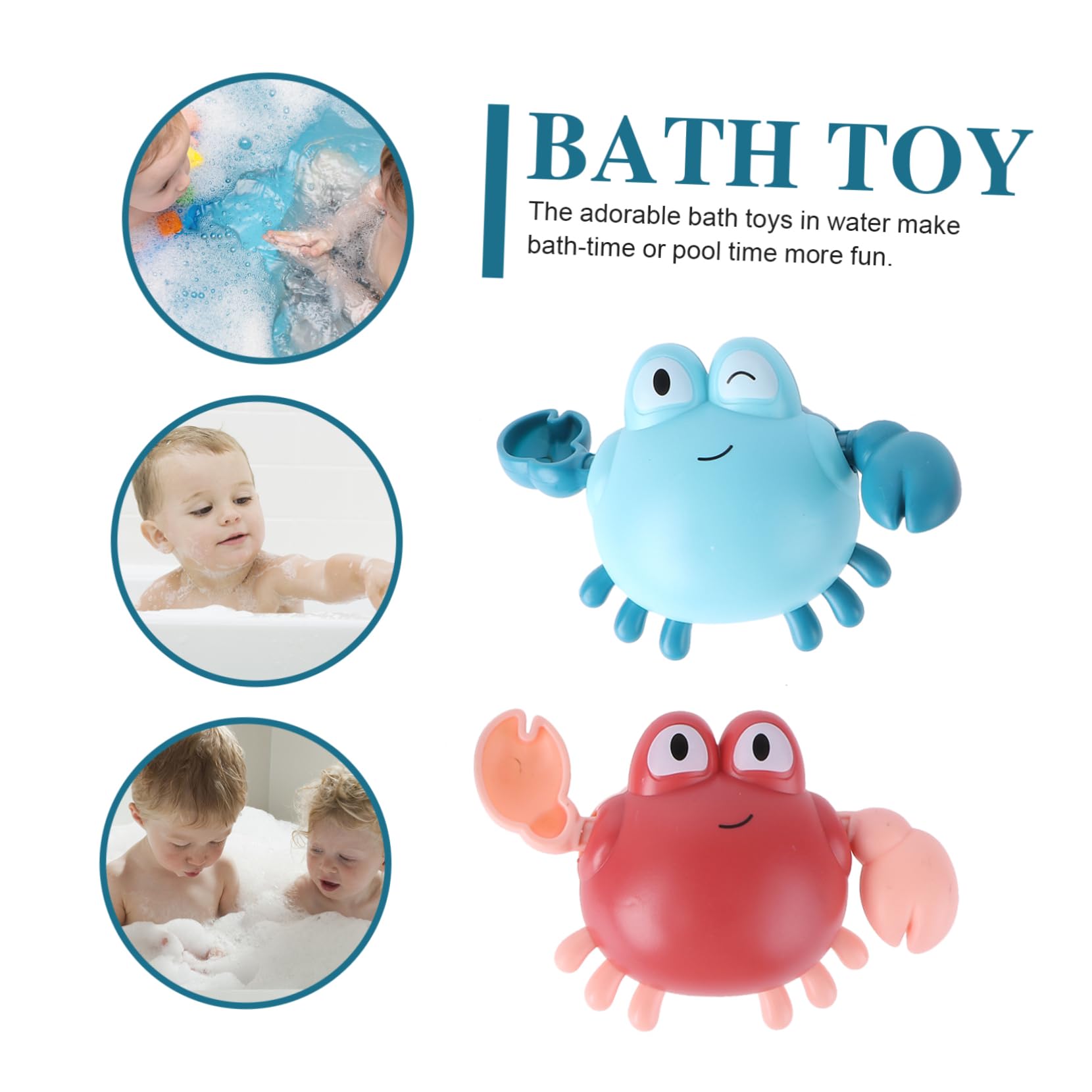 GLSTOY 2-Pack Crab Bath Toys for Babies & Toddlers - Fun Water Play Bathtub Toys for Sensory Development & Bath Time Fun - Perfect for Indoor, Outdoor, Pool & Beach Play