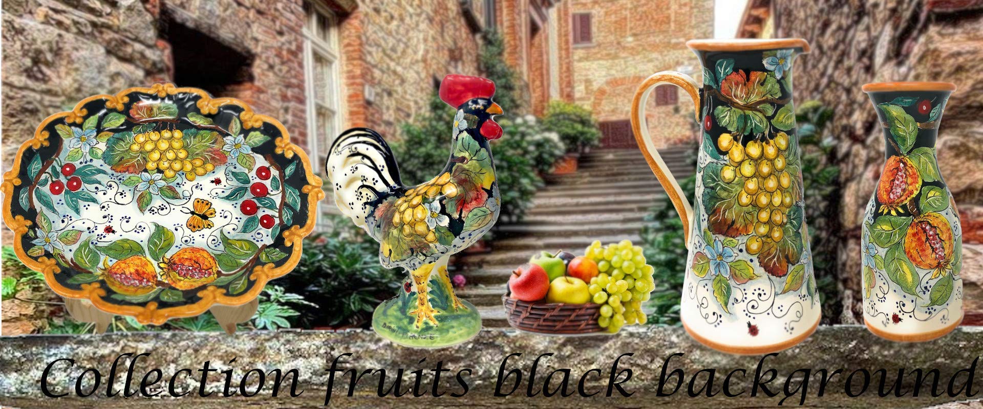 Hand-Painted Italian Ceramic Jar - Tuscan Salt Holder with Fruit Decoration | Authentic Florence Pottery from Italy | Perfect for Kitchen Decor & Gift Giving