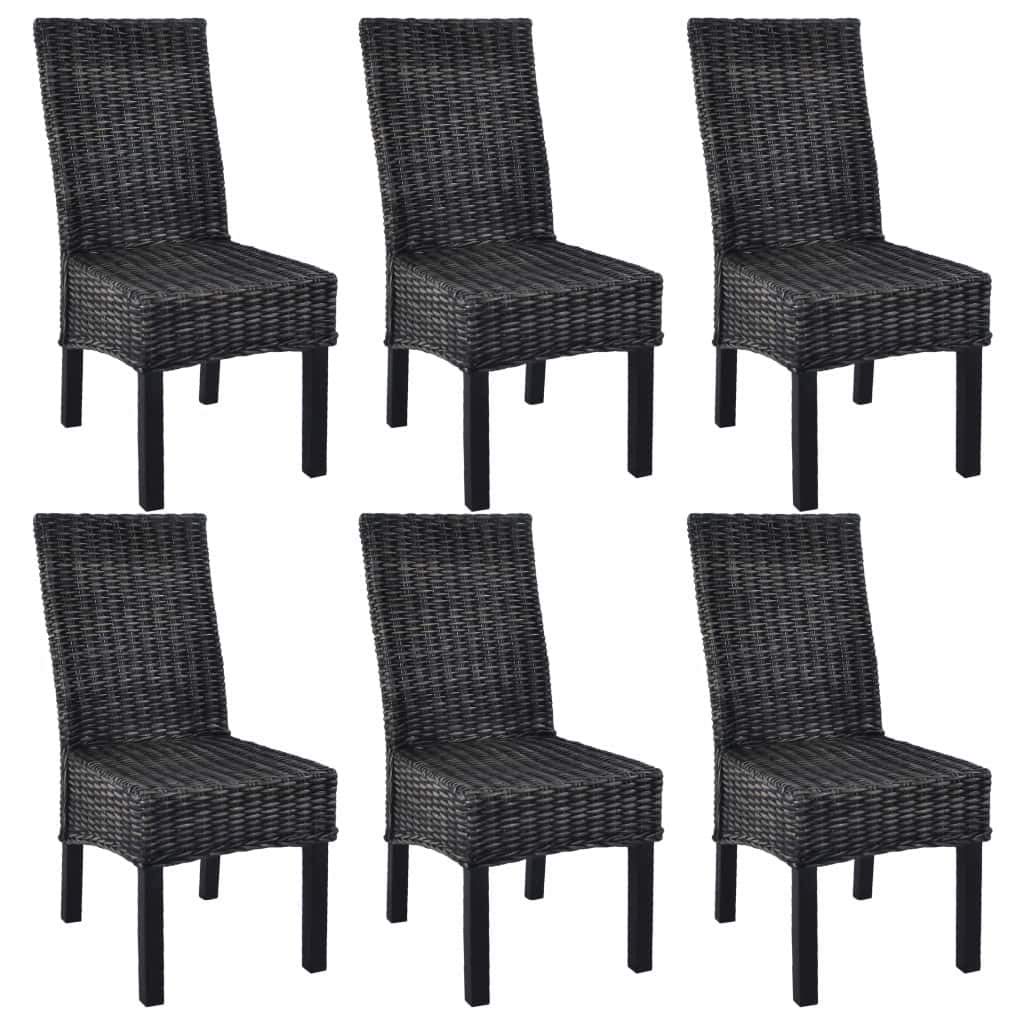 Rattan Woven Dining Chairs Set of 6 - High Back Kitchen Chairs for Home, Restaurant & Outdoor Patio - Comfortable Boho Style Diner Chairs for Dining Room, Breakfast Nook & Garden