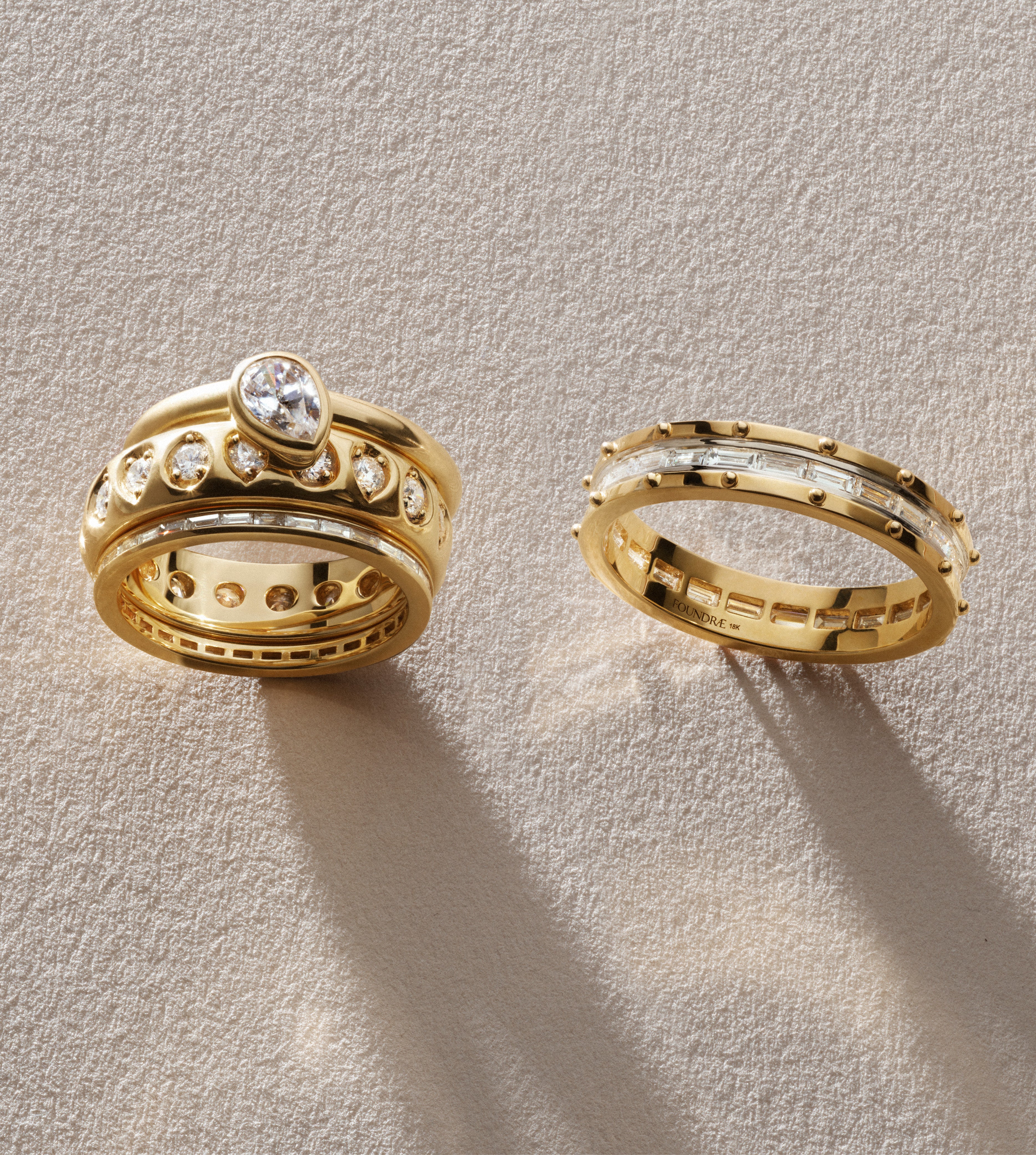 Forever & Always Diamond Eternity Ring Stack in 14K Yellow Gold - Wedding Band Set, Anniversary Gift for Her, Stackable Rings for Women