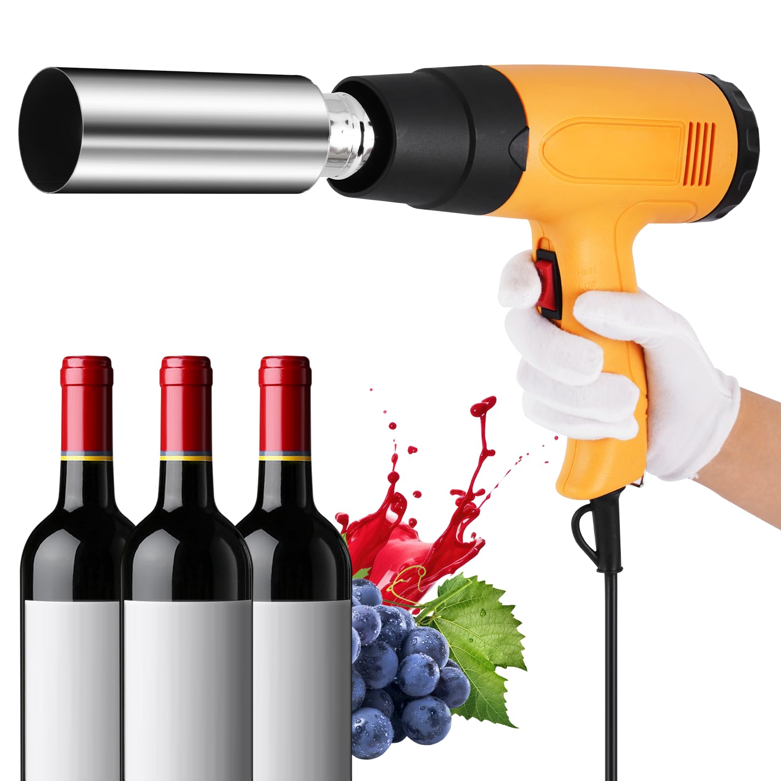 PVC Capsule Shrinker Machine for Wine Bottles - 50mm Heat Sealer with 220V for Professional Wine Bottle Capsule Sealing | Perfect for Home Brewing, Winemaking & Commercial Bottling Operations
