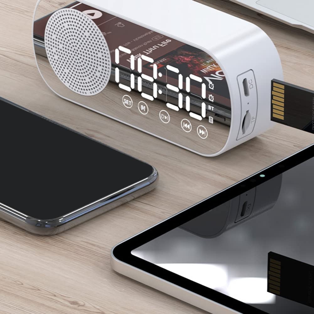 Wireless Bluetooth Speaker with Digital Alarm Clock, Dual Alarm, TF Card Support - Portable Soundbar for Office, Bedroom, and Home Use