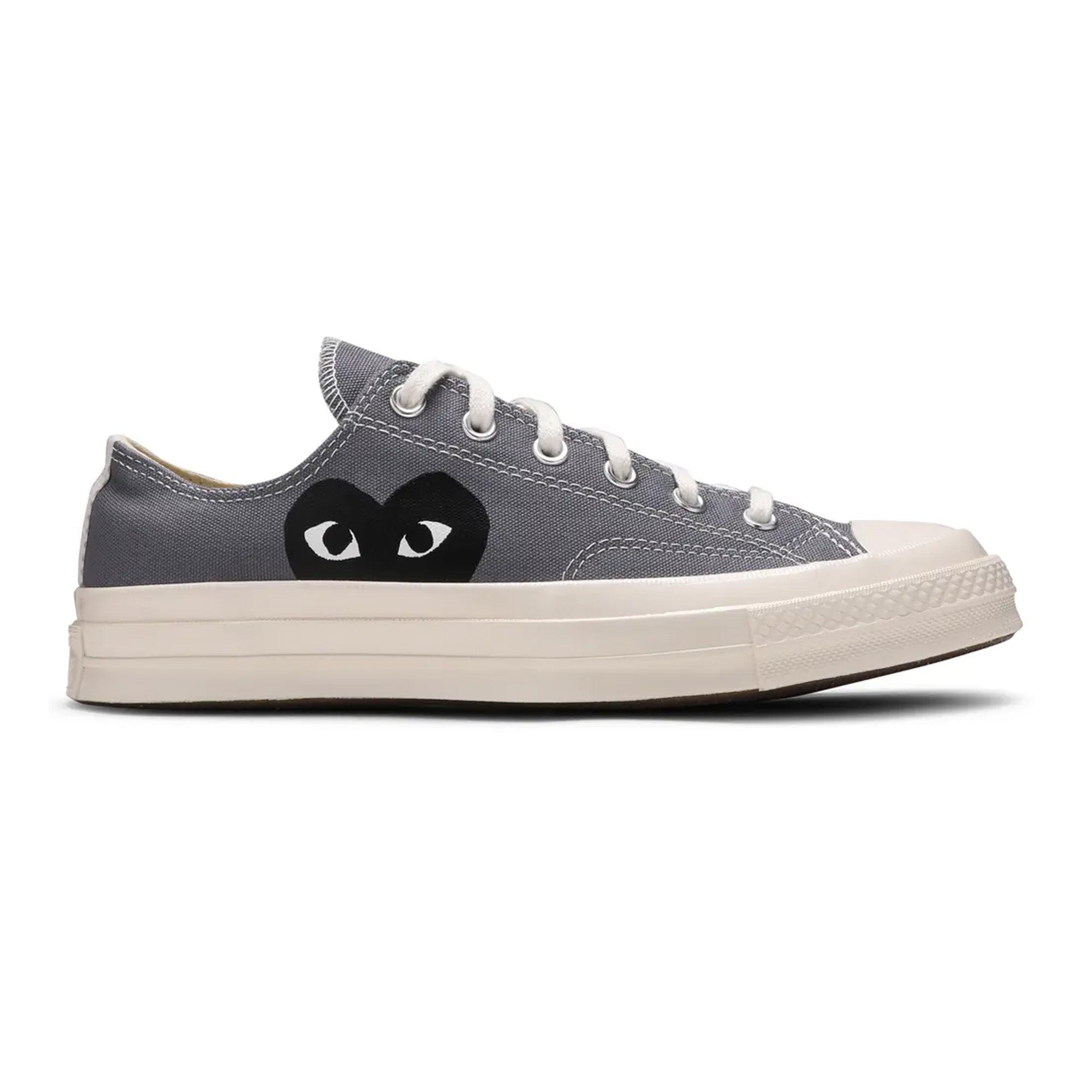Converse Chuck Taylor All Star 70 Ox 'Comme des Garcons Play' Grey Sneakers - Retro High Top Canvas Shoes for Men & Women - Perfect for Casual Wear, Street Style & Everyday Fashion (2021 Collection)