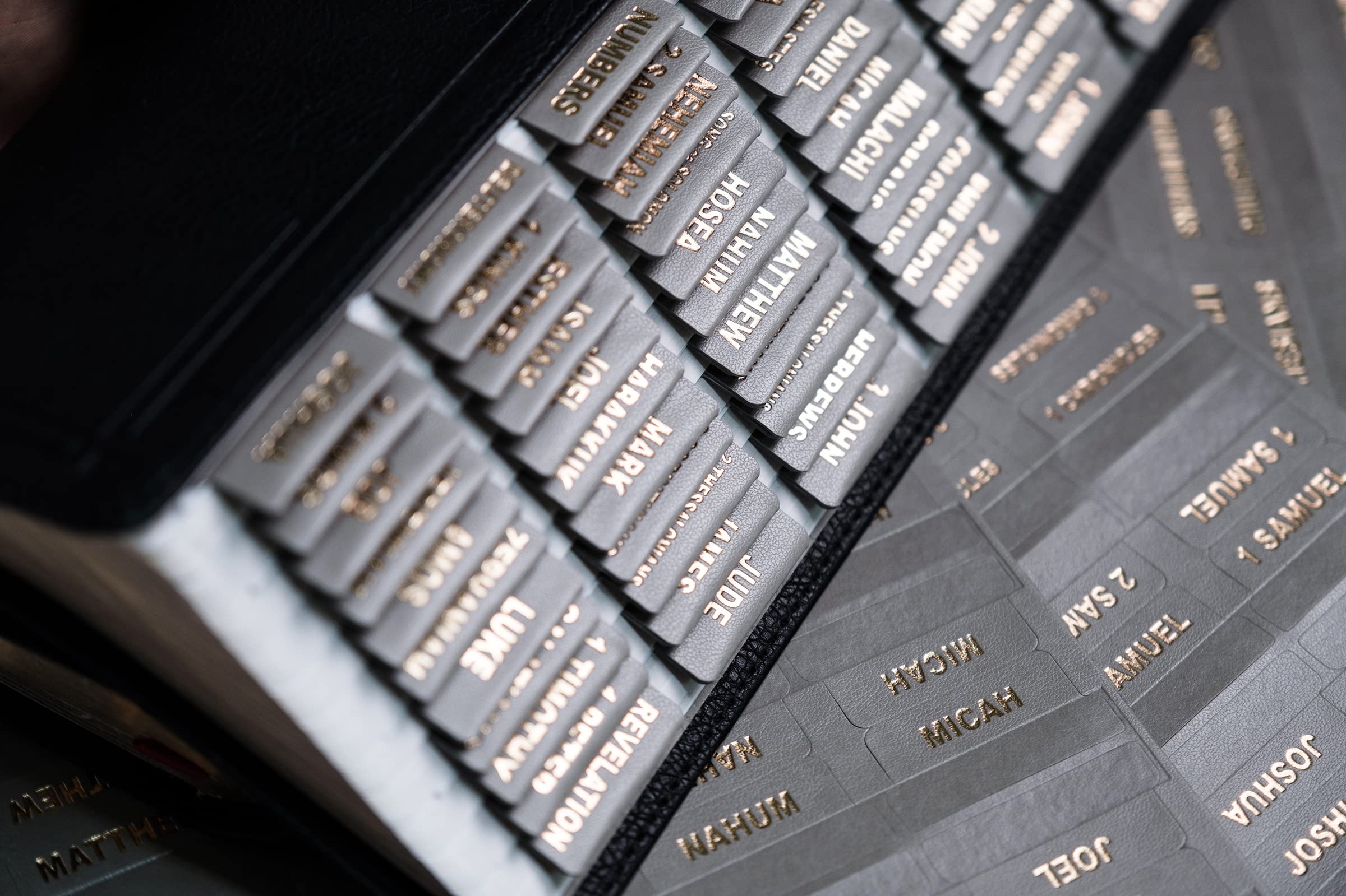 Leather Bible Tabs with Gold Foil Lettering - 80 Chapter Labels for Easy Navigation | Perfect for Church & Bible Study