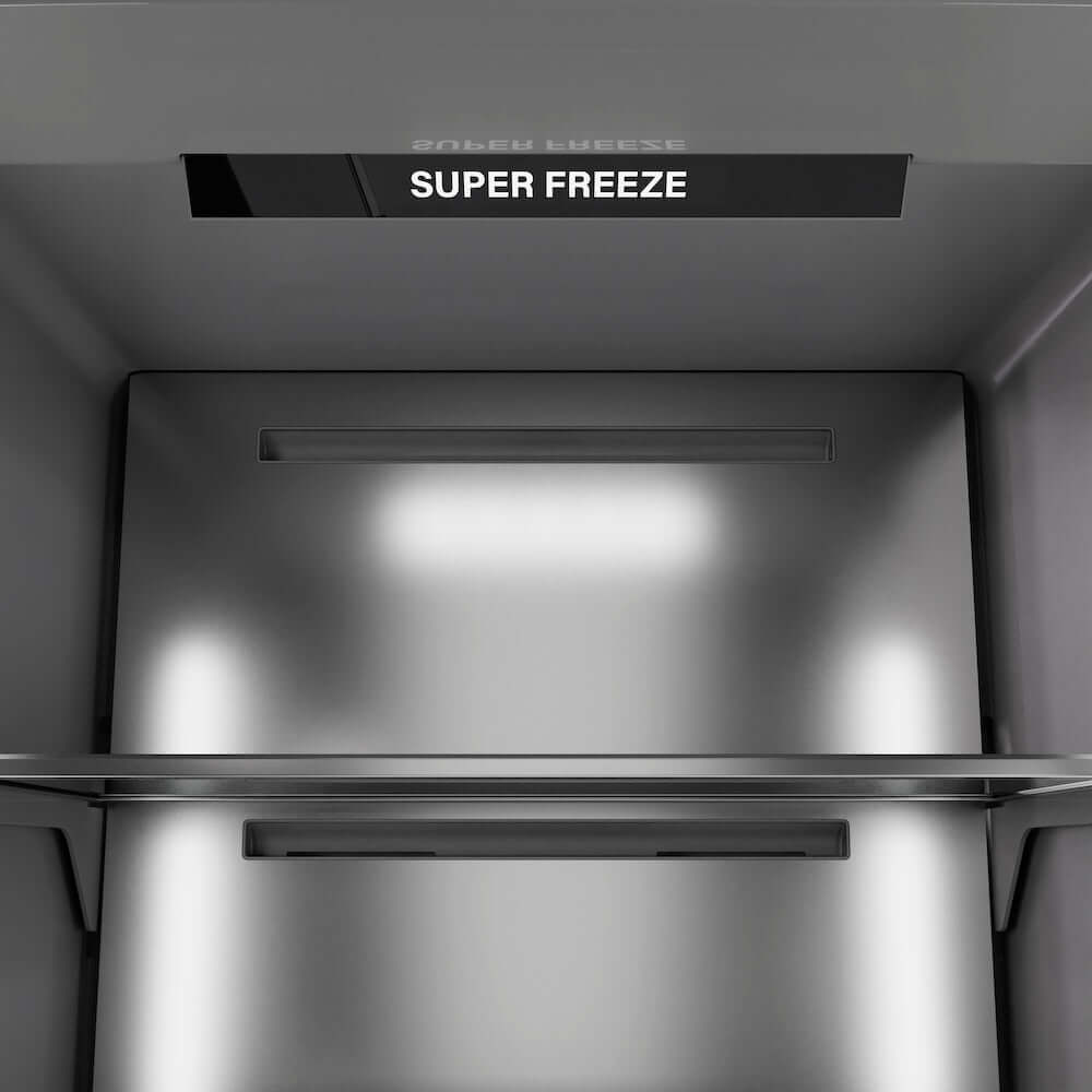 ZLINE Autograph Edition 24-Inch 12.4 cu ft Stainless Steel Column Freezer with Graphite Gray Interior & Gold Accents - Perfect for Home Kitchen, Basement, or Garage Storage (RCFVZ 30424 G)