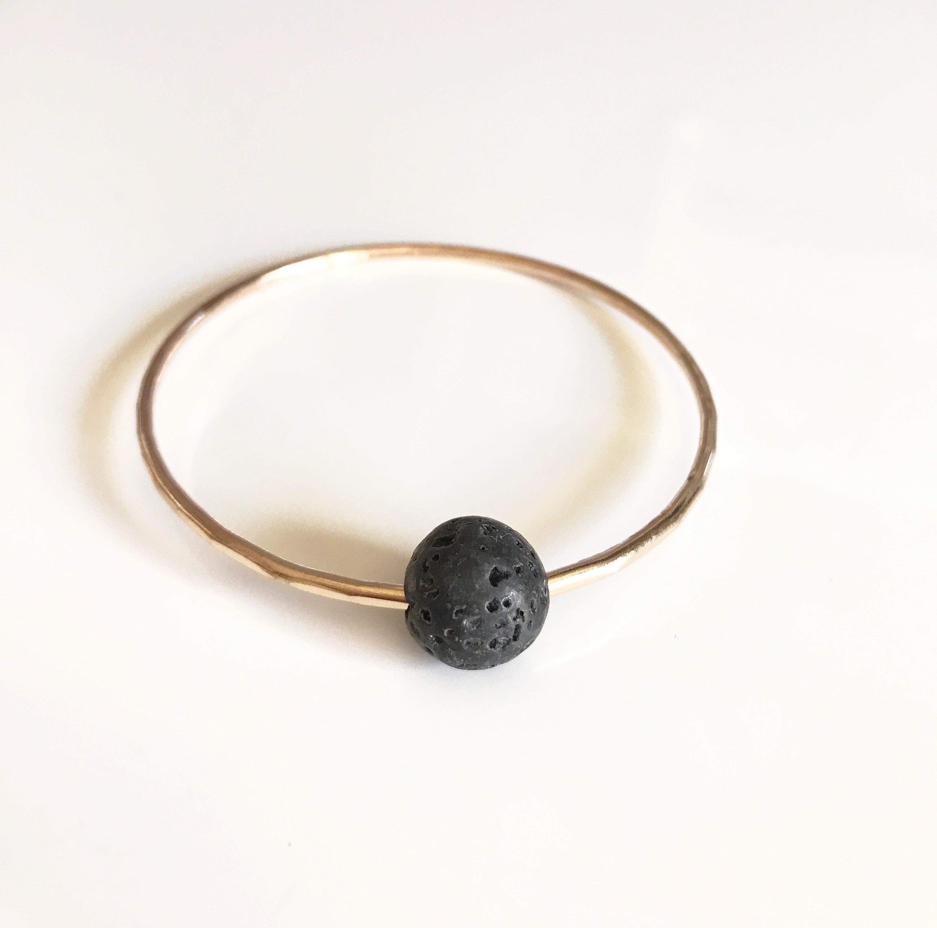 Lava Stone Bead Bracelet for Women - Natural Black Lava Rock Bangle (B344) | Stress Relief, Meditation & Spiritual Healing Jewelry